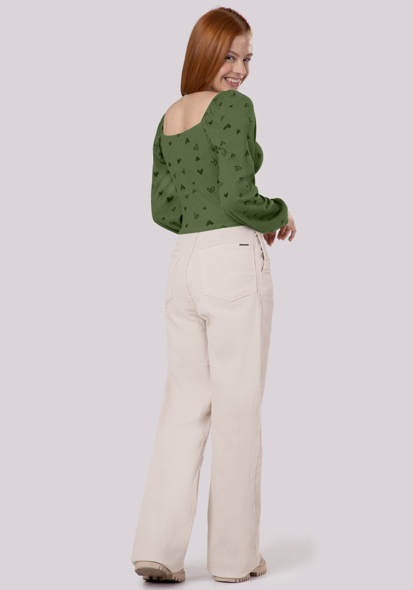 Blusa Juvenil Estampada com Manga Longa Bufante, , large.