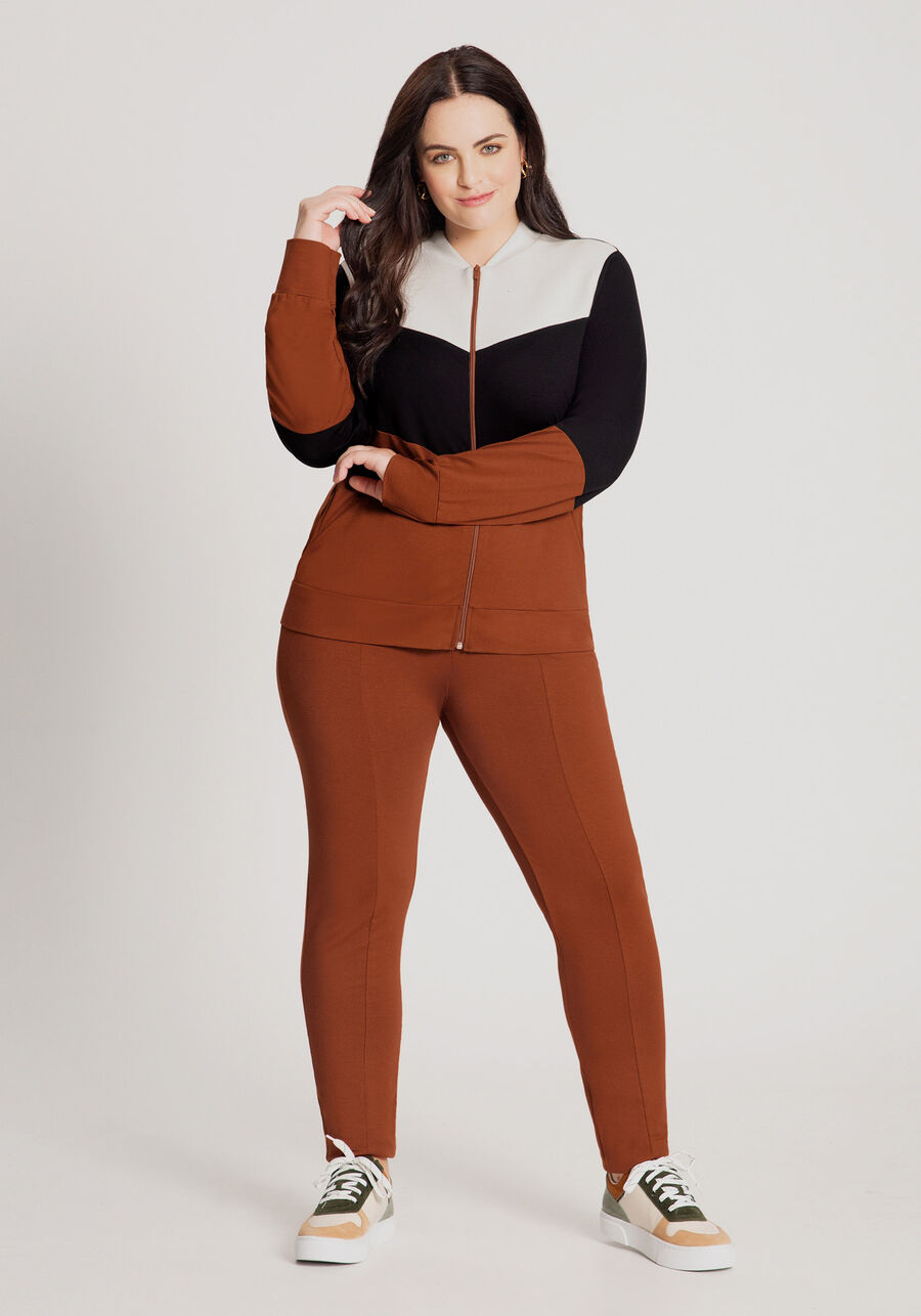 Jaqueta em Moletom com Recortes Plus Size, , large.