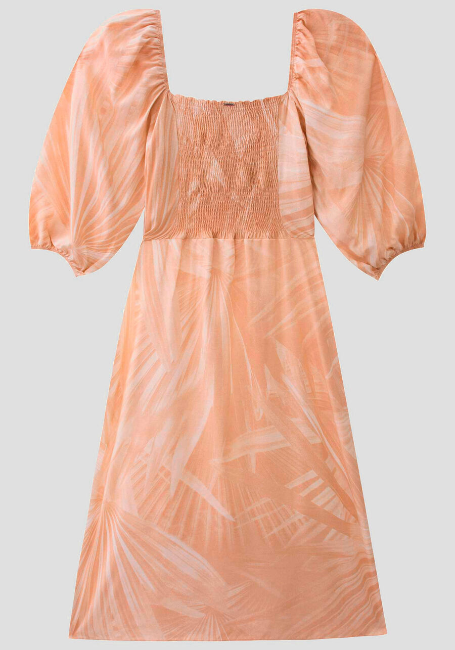 Vestido Midi em Viscose com Manga Bufante, . Vestido Midi em Viscose com Manga Bufante, , large.