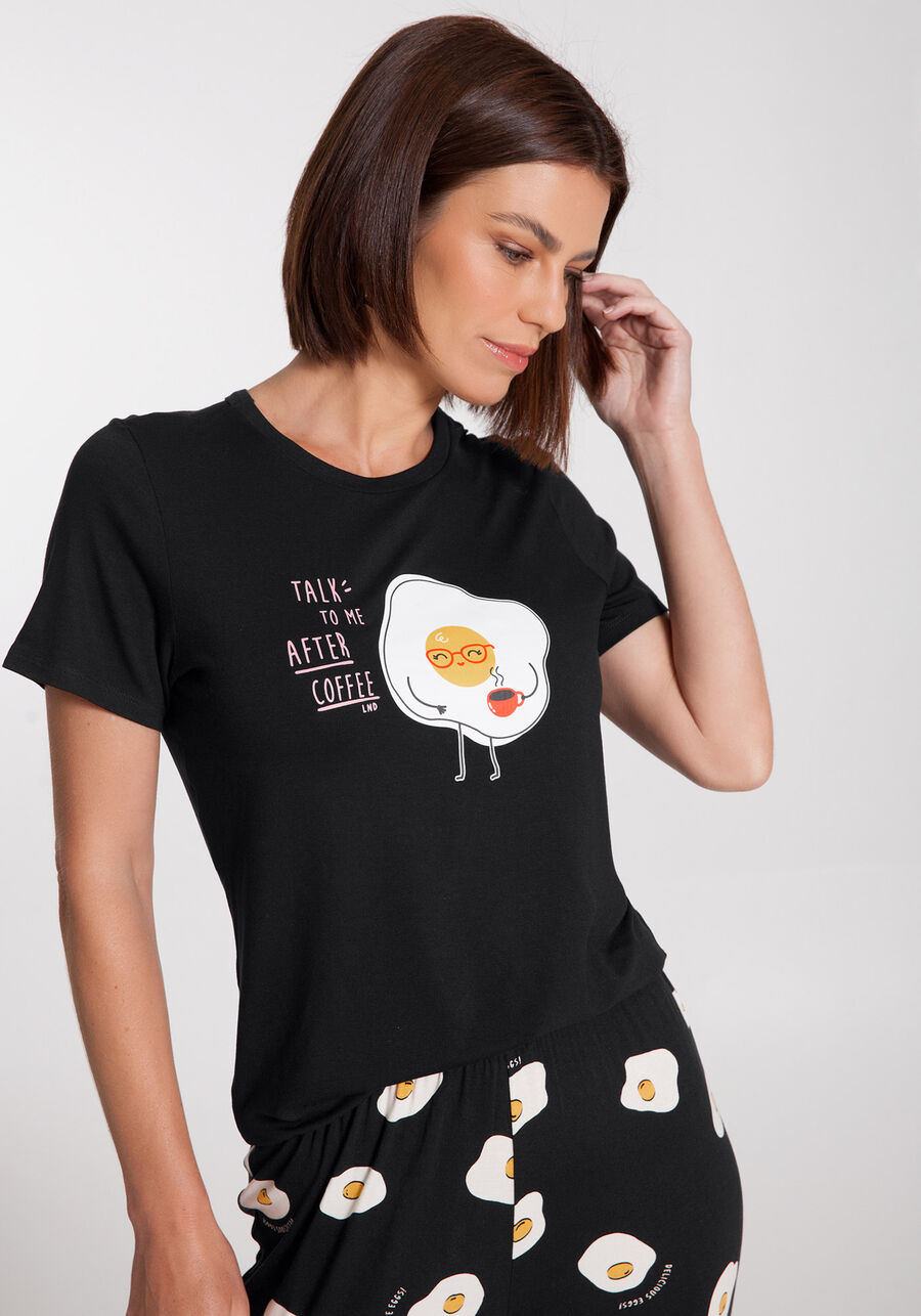 Pijama Estampado em Malha com Blusa e Calça, . Pijama Estampado em Malha com Blusa e Calça, , large.