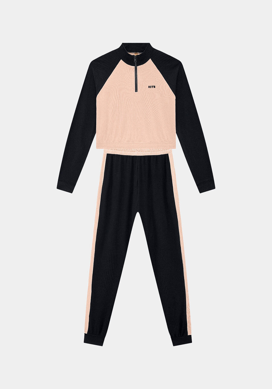 Conjunto Blusão Cropped e Calça Canelado Juvenil, . Conjunto Blusão Cropped e Calça Canelado Juvenil, , large.