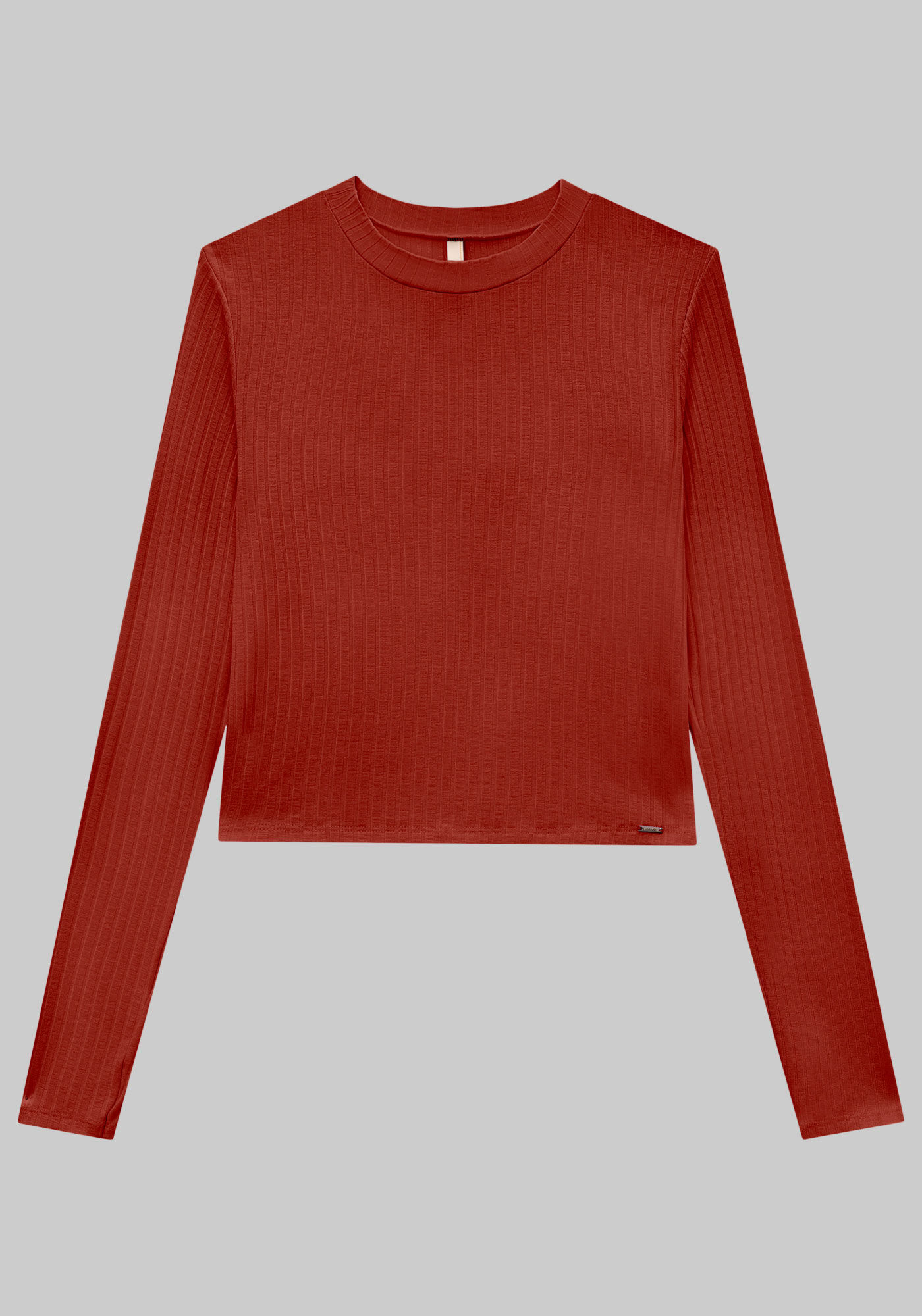 Blusa Manga Longa Canelada B&aacute;sica com Gola, , large.