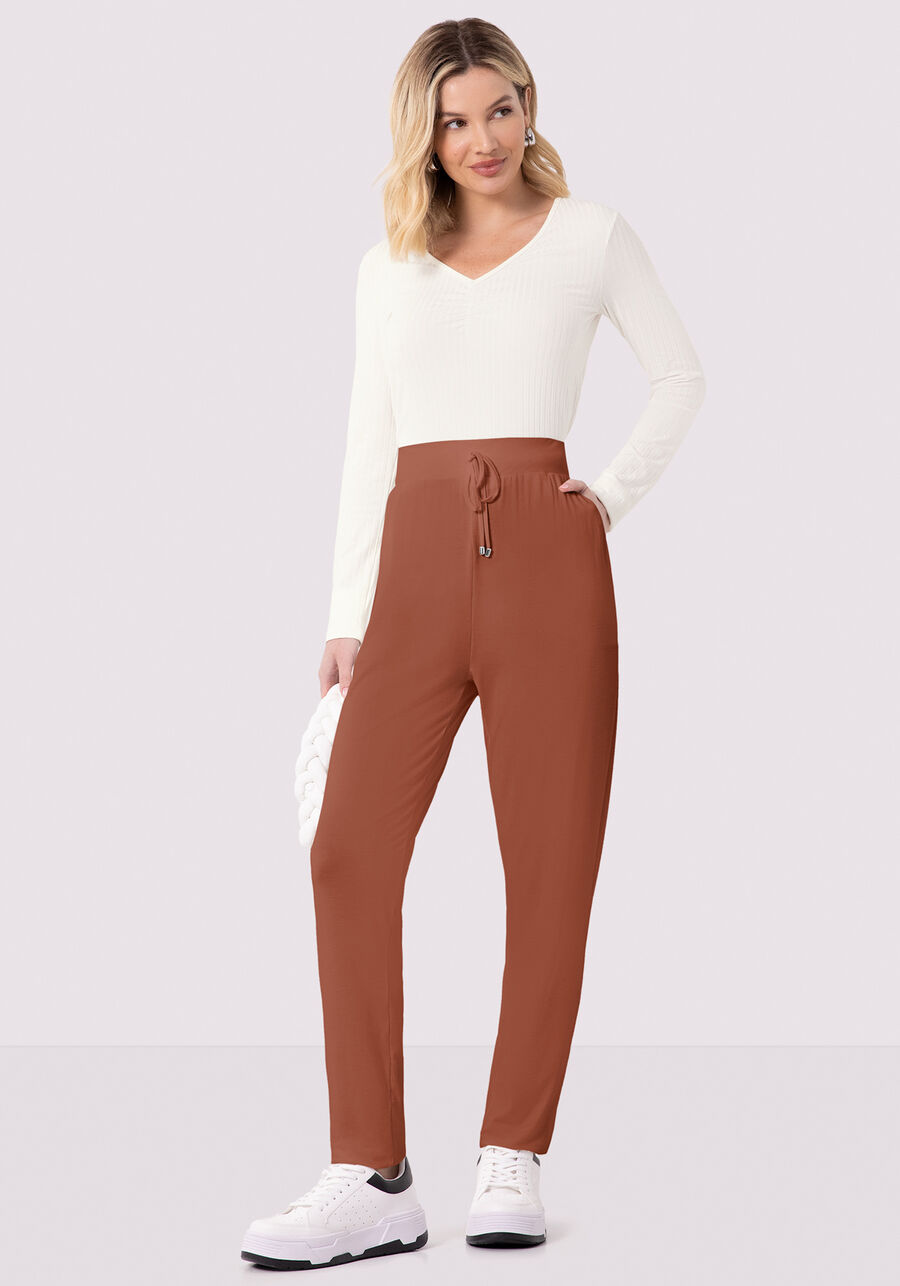 Blusa De Malha Canelada Com Mangas Longas E Decote Em V, . Blusa De Malha Canelada Com Mangas Longas E Decote Em V, , large.