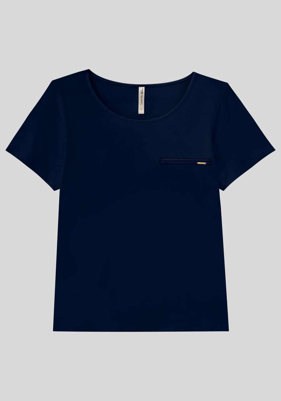 Blusa Básica Lisa De Mangas Curtas Com Detalhe Frontal, . Blusa Básica Lisa De Mangas Curtas Com Detalhe Frontal, , large.