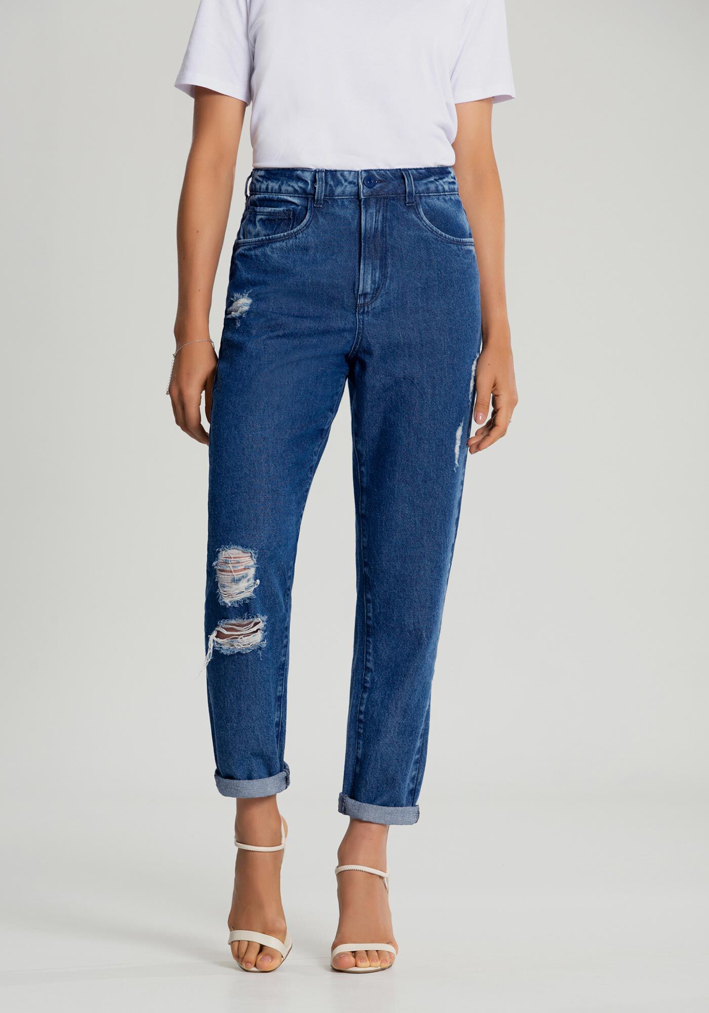 Calça cintura alta destroyed best sale
