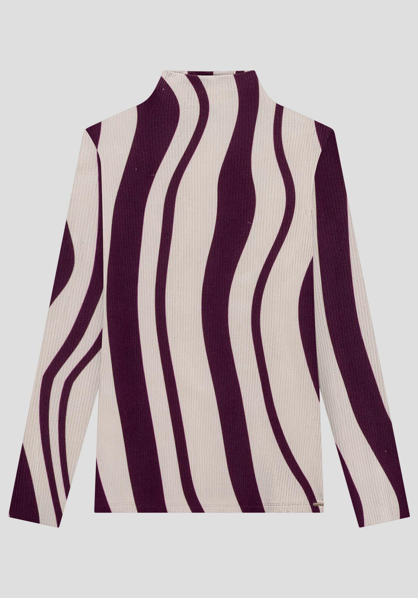 Blusa Plus Size em Viscose com Gola Alta, PASSARELA VIOLETA, large.