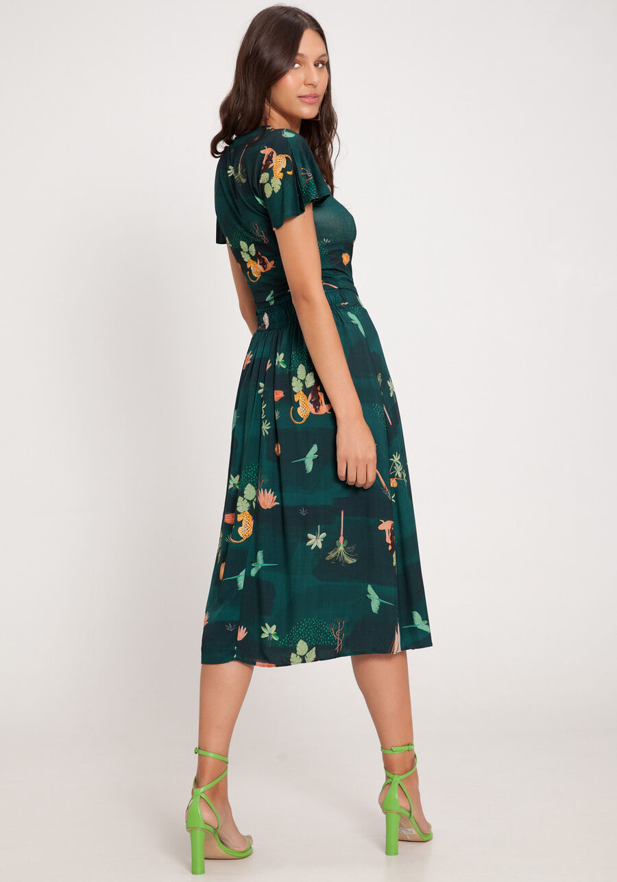 Saia Midi em Viscose Estampada, ORIGENS VERDE. Saia Midi em Viscose Estampada, ORIGENS VERDE, large.