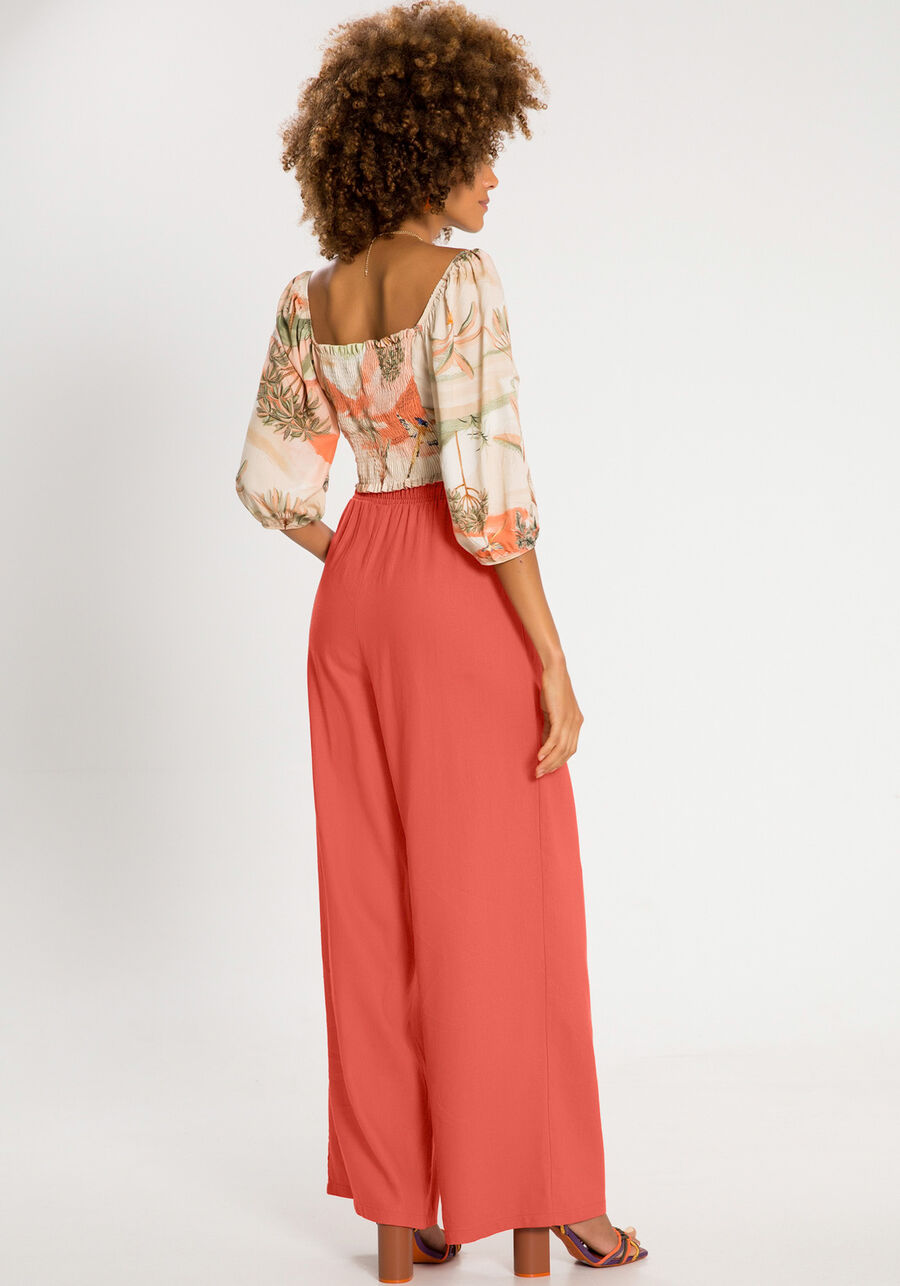 Blusa Cropped em Viscose com Laço, PARAISO SALMAO. Blusa Cropped em Viscose com Laço, PARAISO SALMAO, large.