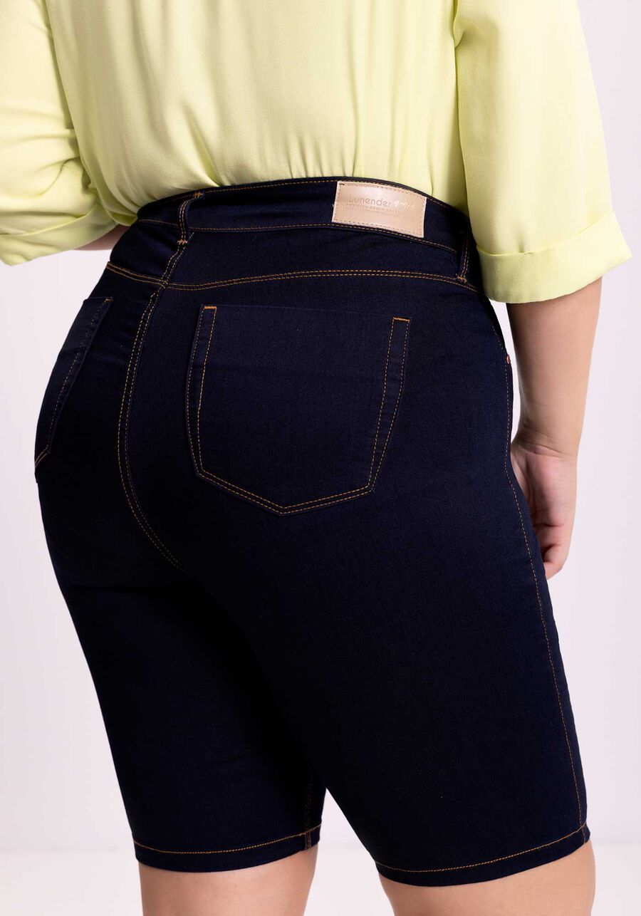 Bermuda Jeans Ciclista Chapa Barriga Com Cintura Média, JEANS. Bermuda Jeans Ciclista Chapa Barriga Com Cintura Média, JEANS, large.