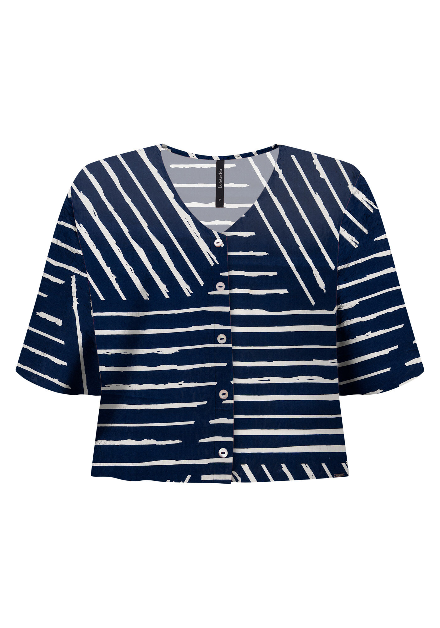 Camisa Estampada De Mangas Amplas Com Decote Em V, , large.