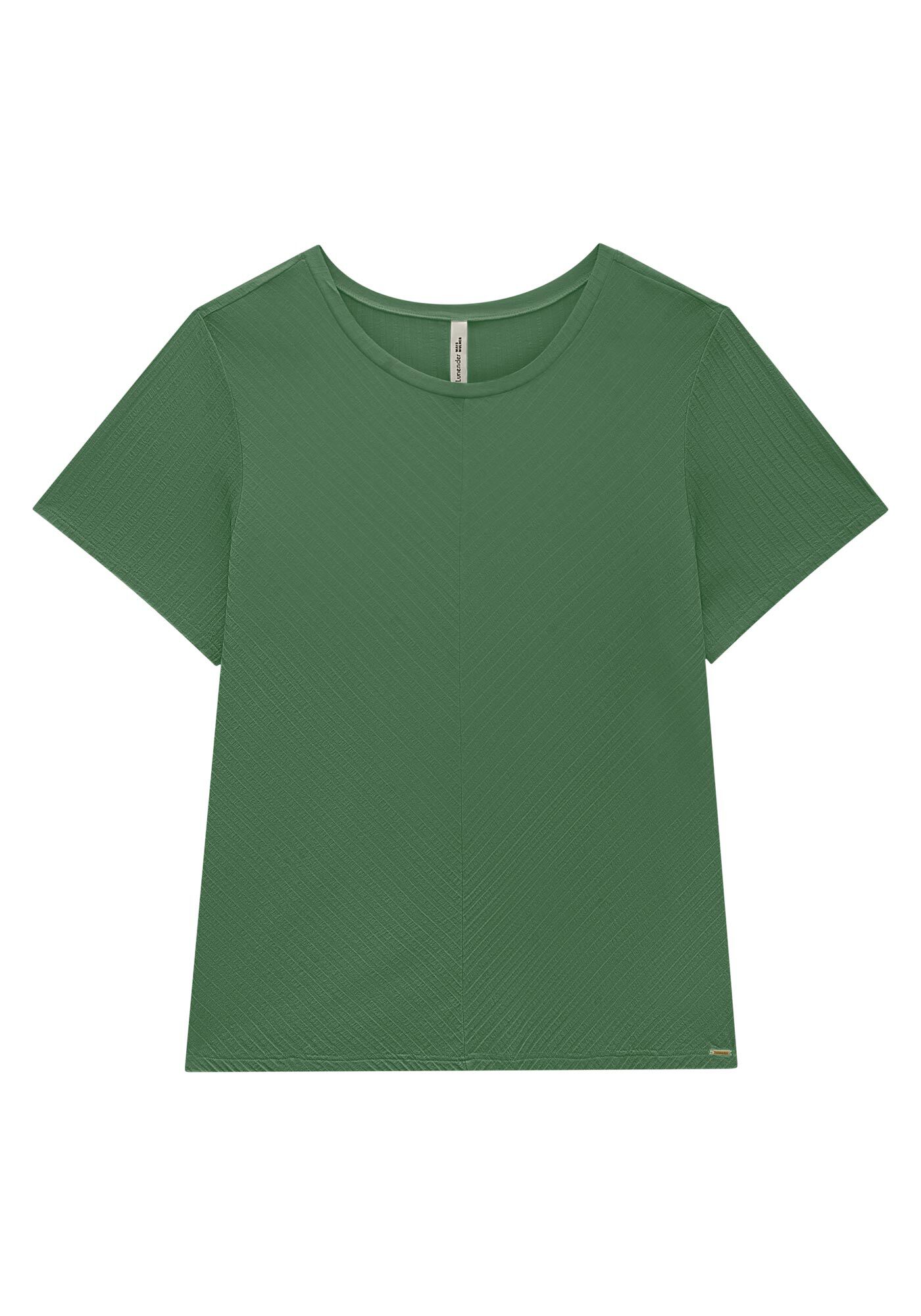 Blusa B&aacute;sica Canelada De Mangas Curtas Com Recorte Frontal, , large.