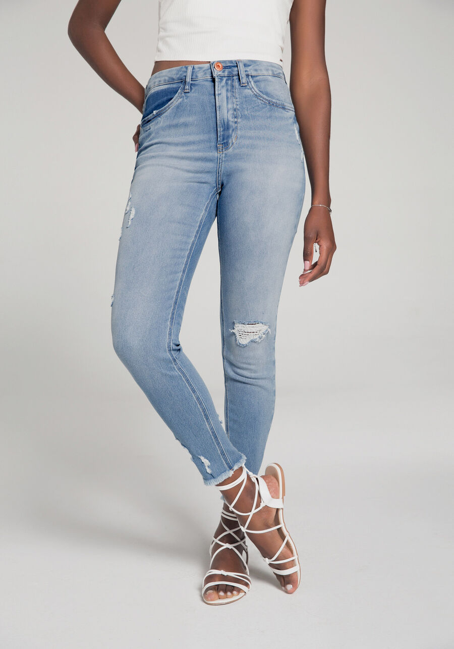 Calça Jeans Skinny Cigarrete com Cintura Alta, JEANS. Calça Jeans Skinny Cigarrete com Cintura Alta, JEANS, large.