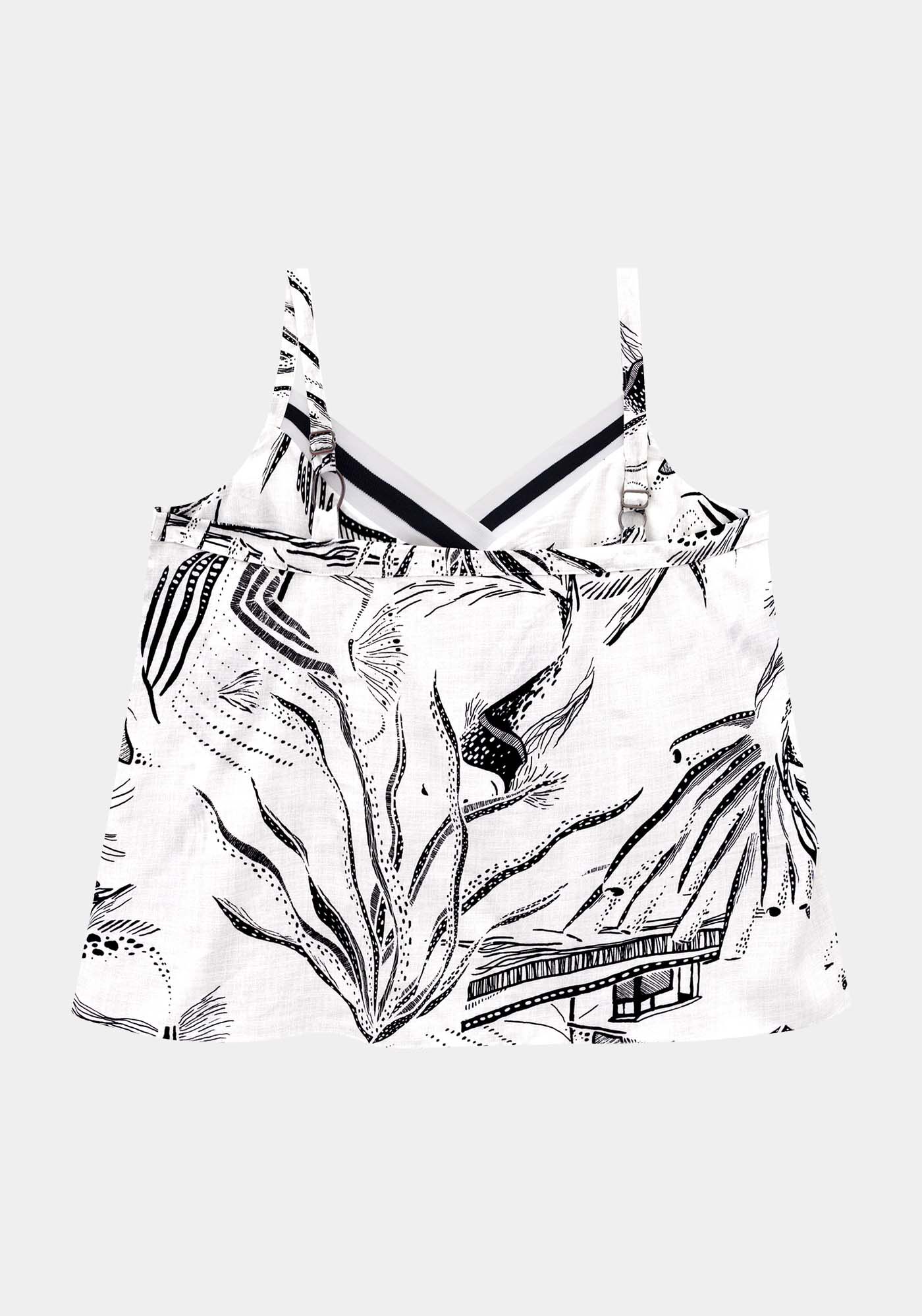 Blusa de Al&ccedil;a Estampada Plus Size, BRANCO OFF WHITE, large.