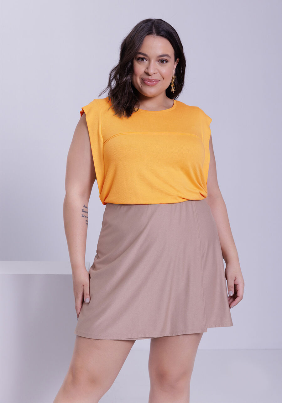 Regata Plus Size Muscle Tee em Malha com Recorte, AMARELO LIMELIGHT. Regata Plus Size Muscle Tee em Malha com Recorte, AMARELO LIMELIGHT, large.