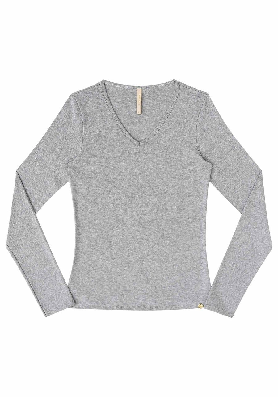 Blusa Manga Longa Básica em Malha com Decote V, . Blusa Manga Longa Básica em Malha com Decote V, , large.