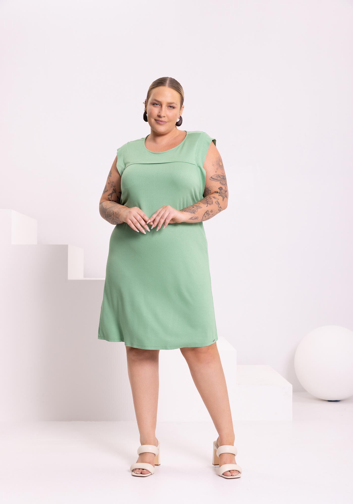 Vestido Curto Com Recorte No Busto Em Malha De Viscose, VERDE SLAB, large.