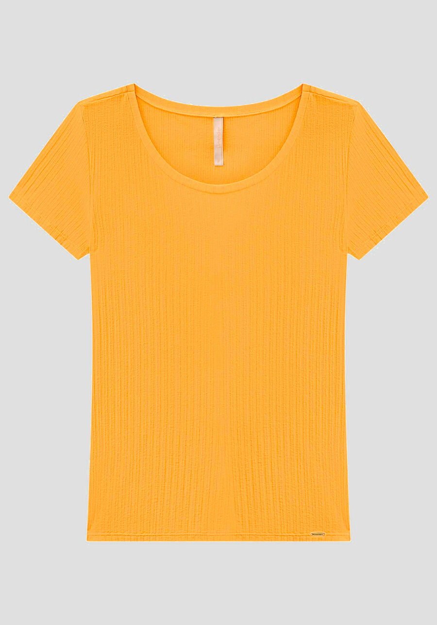 Blusa Em Malha Canelada Com Mangas Curtas E Decote Redondo, . Blusa Em Malha Canelada Com Mangas Curtas E Decote Redondo, , large.