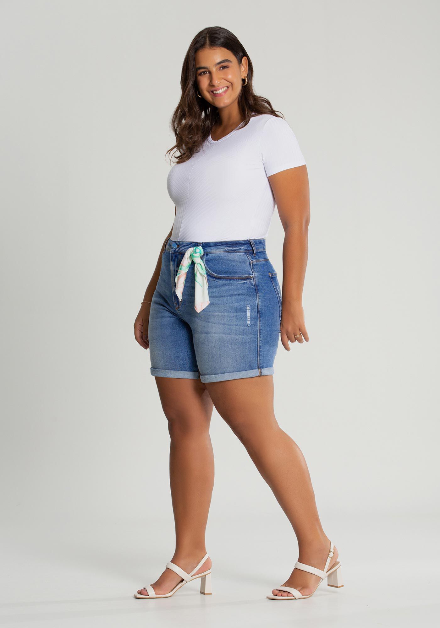 Short jeans com lenço sales