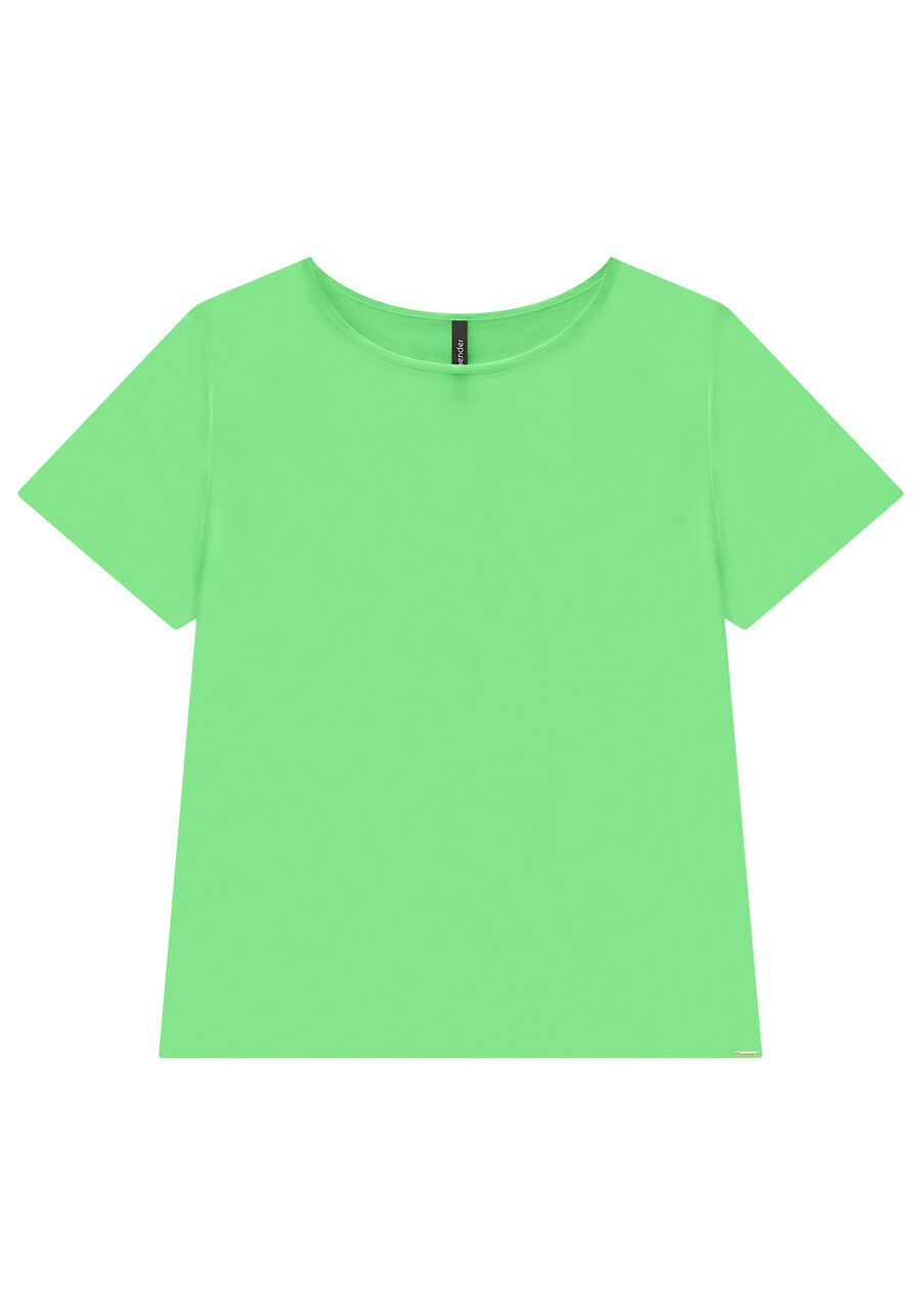 Blusa Lisa Básica De Mangas Curtas Em Tecido Leve, . Blusa Lisa Básica De Mangas Curtas Em Tecido Leve, , large.