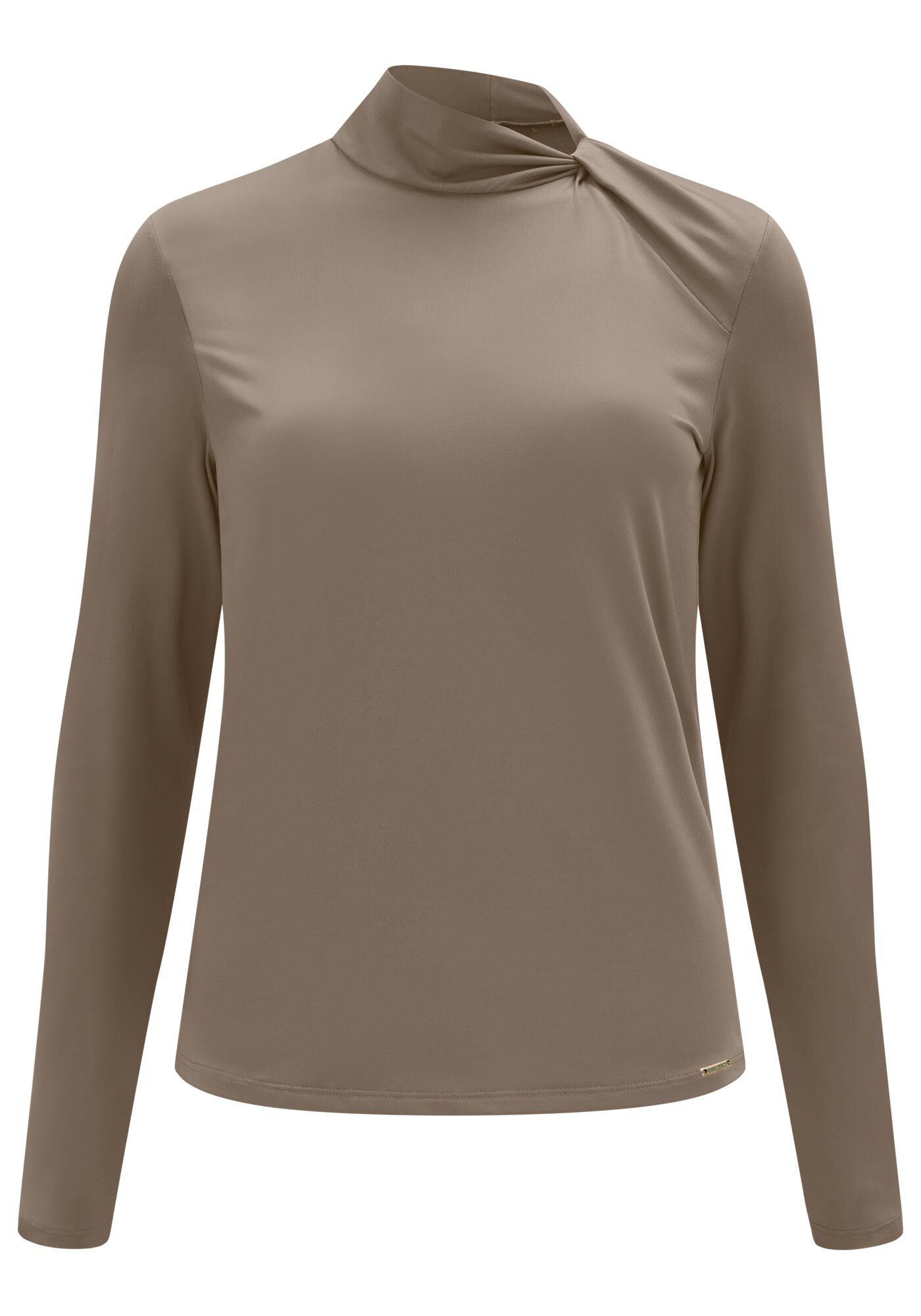 Blusa De Mangas Longas Feminina Com Gola Alta, MARROM COUNTRY, large.