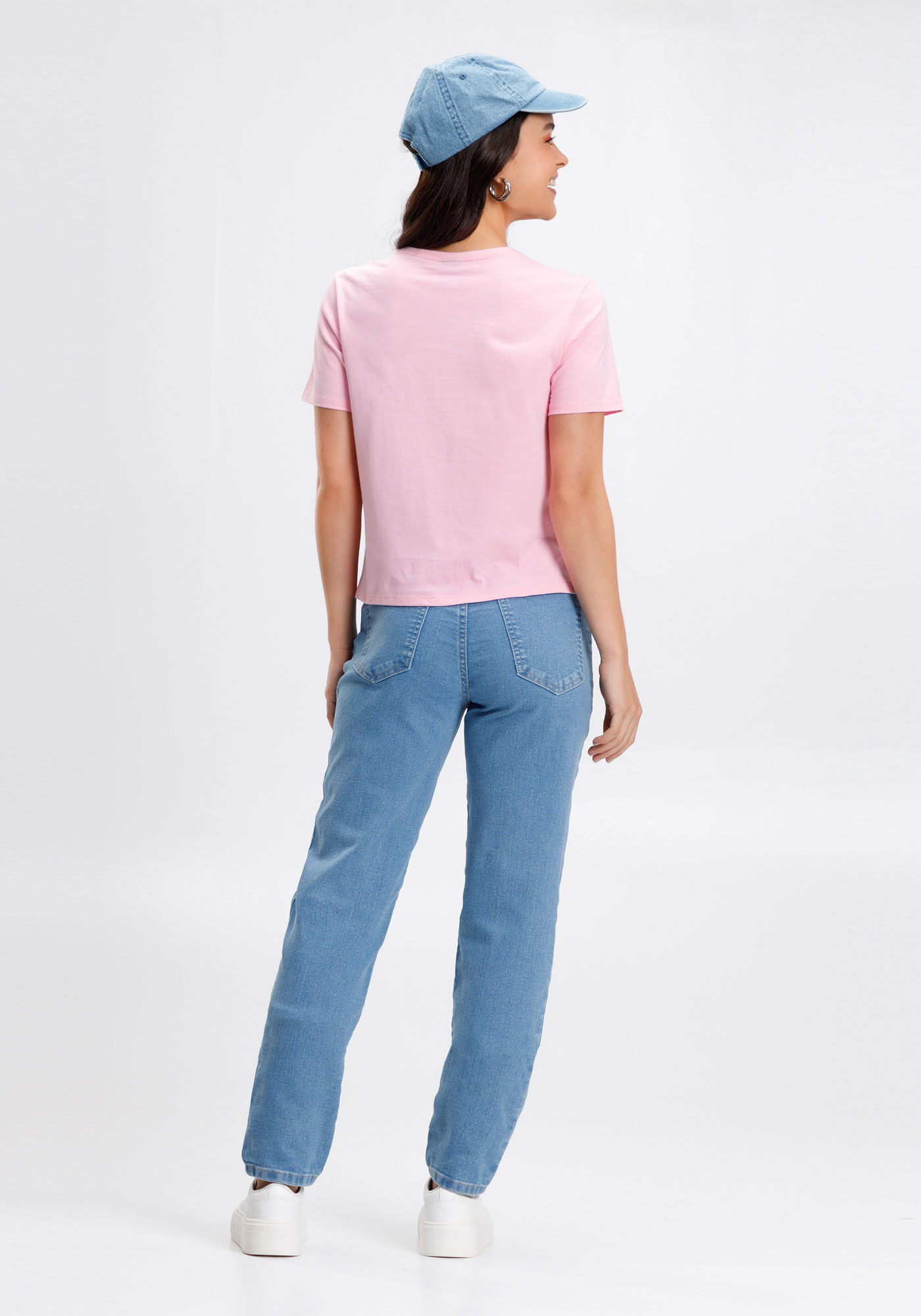 Cal&ccedil;a Mom Jeans Juvenil Com Cintura Alta E Strass, , large.