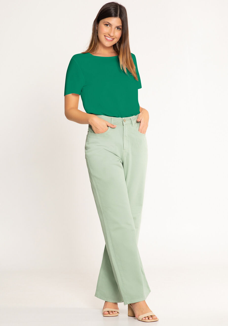 Blusa Lisa Básica De Mangas Curtas Em Tecido Leve, . Blusa Lisa Básica De Mangas Curtas Em Tecido Leve, , large.