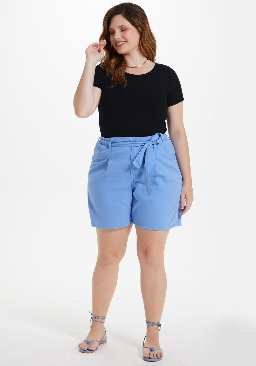 Blusa De Mangas Curtas Em Malha Canelada De Viscose, . Blusa De Mangas Curtas Em Malha Canelada De Viscose, , large.