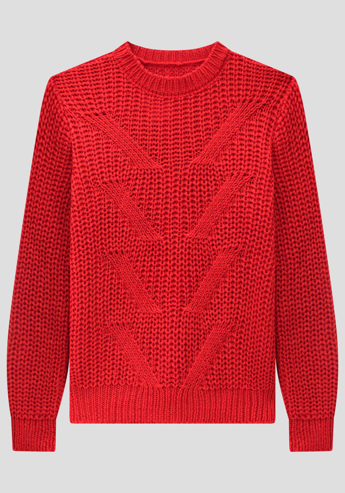 Blus&atilde;o em Tric&ocirc; com Textura, VERMELHO FLAMA, large.