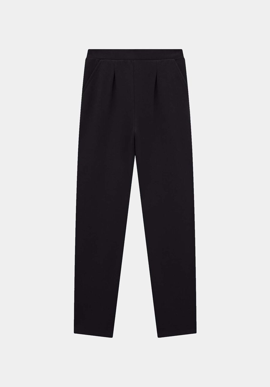 Calça em Malha com Bolso e Pregas, PRETO REATIVO. Calça em Malha com Bolso e Pregas, PRETO REATIVO, large.