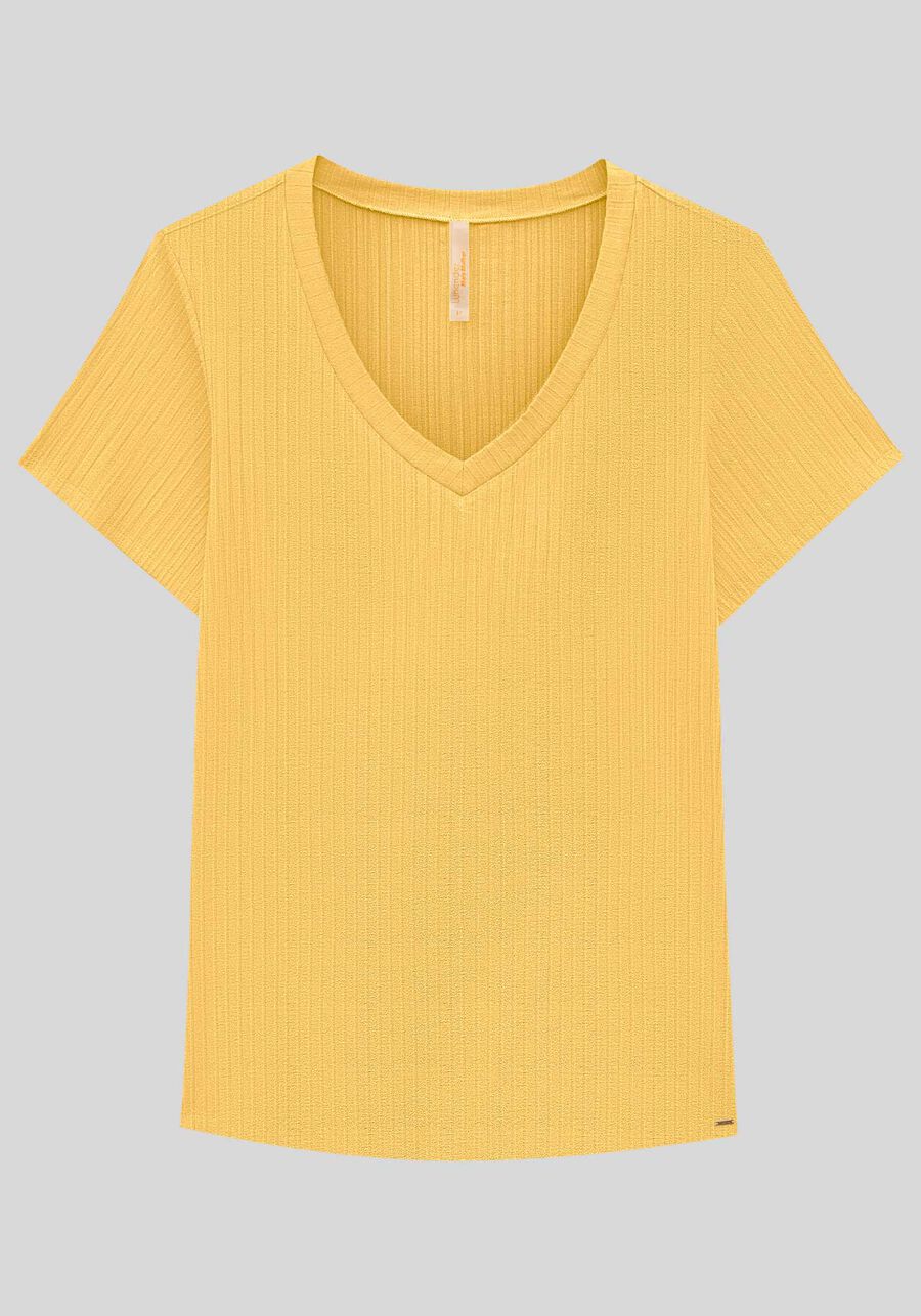 Blusa Básica Em Malha Canelada Com Mangas Curtas E Decote V, . Blusa Básica Em Malha Canelada Com Mangas Curtas E Decote V, , large.