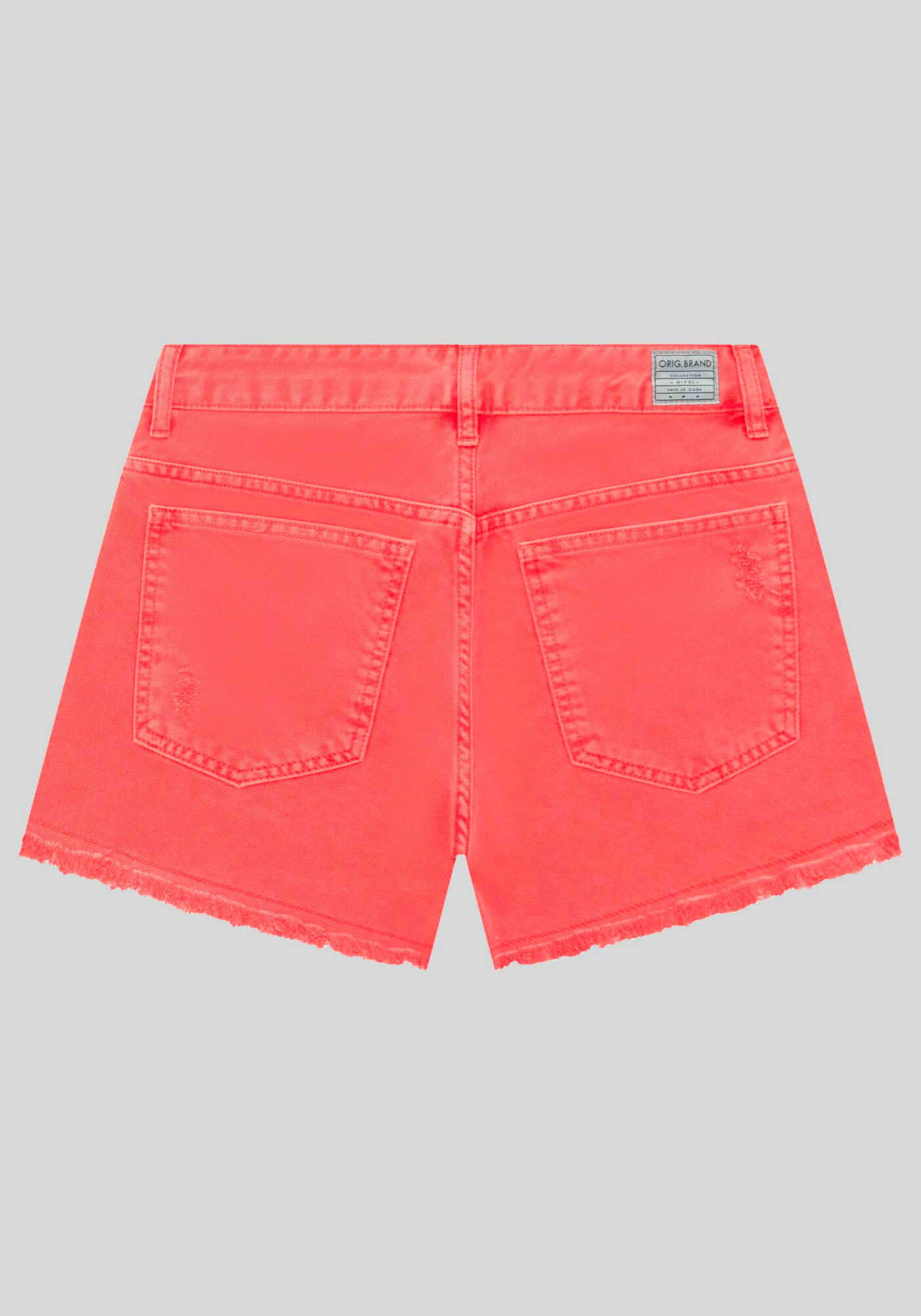 Shorts Sarja Juvenil Cintura M&eacute;dia Estonado, SALMAO BRIGHT CORAL, large.