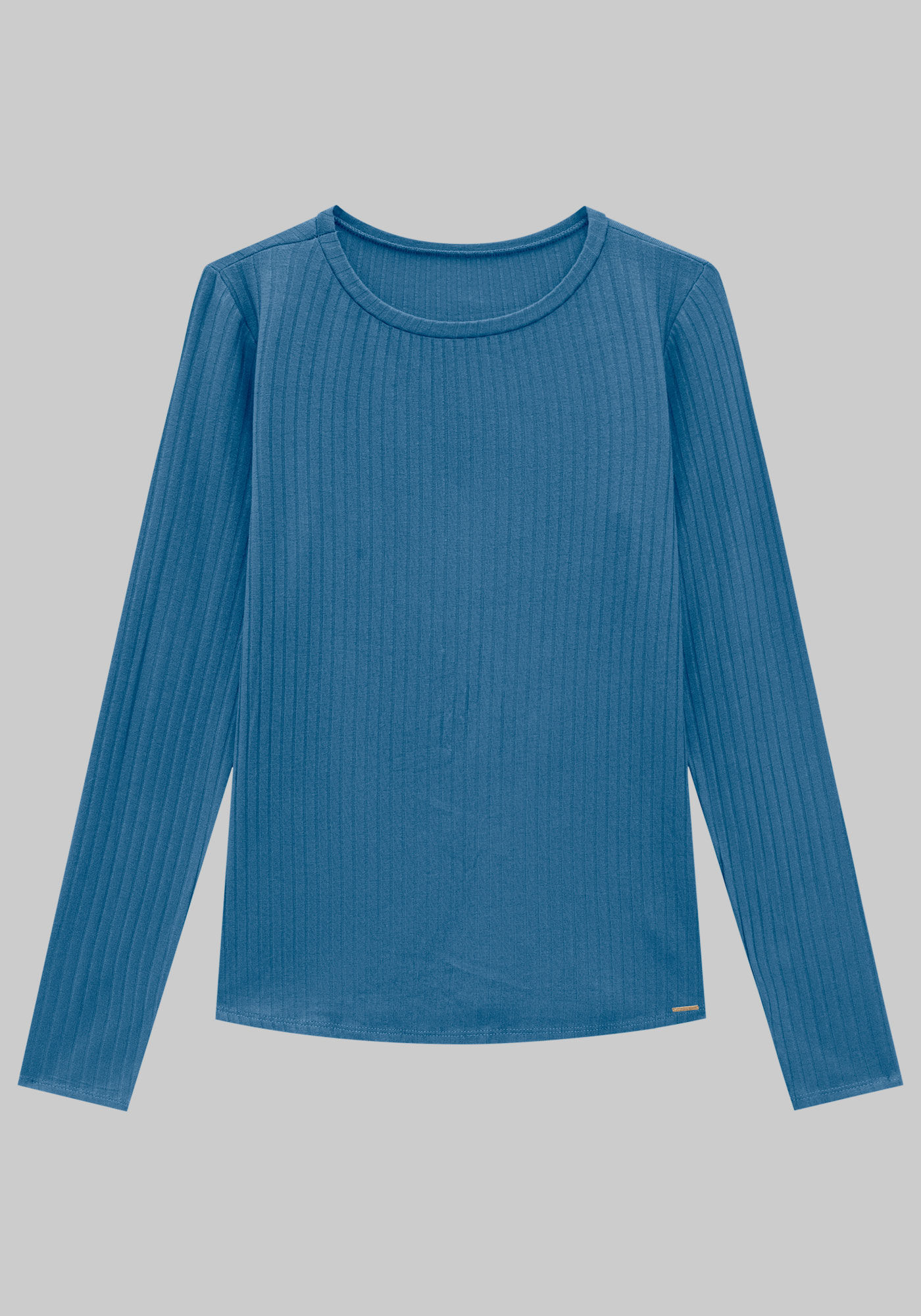 Blusa B&aacute;sica Canelada Manga Longa, , large.