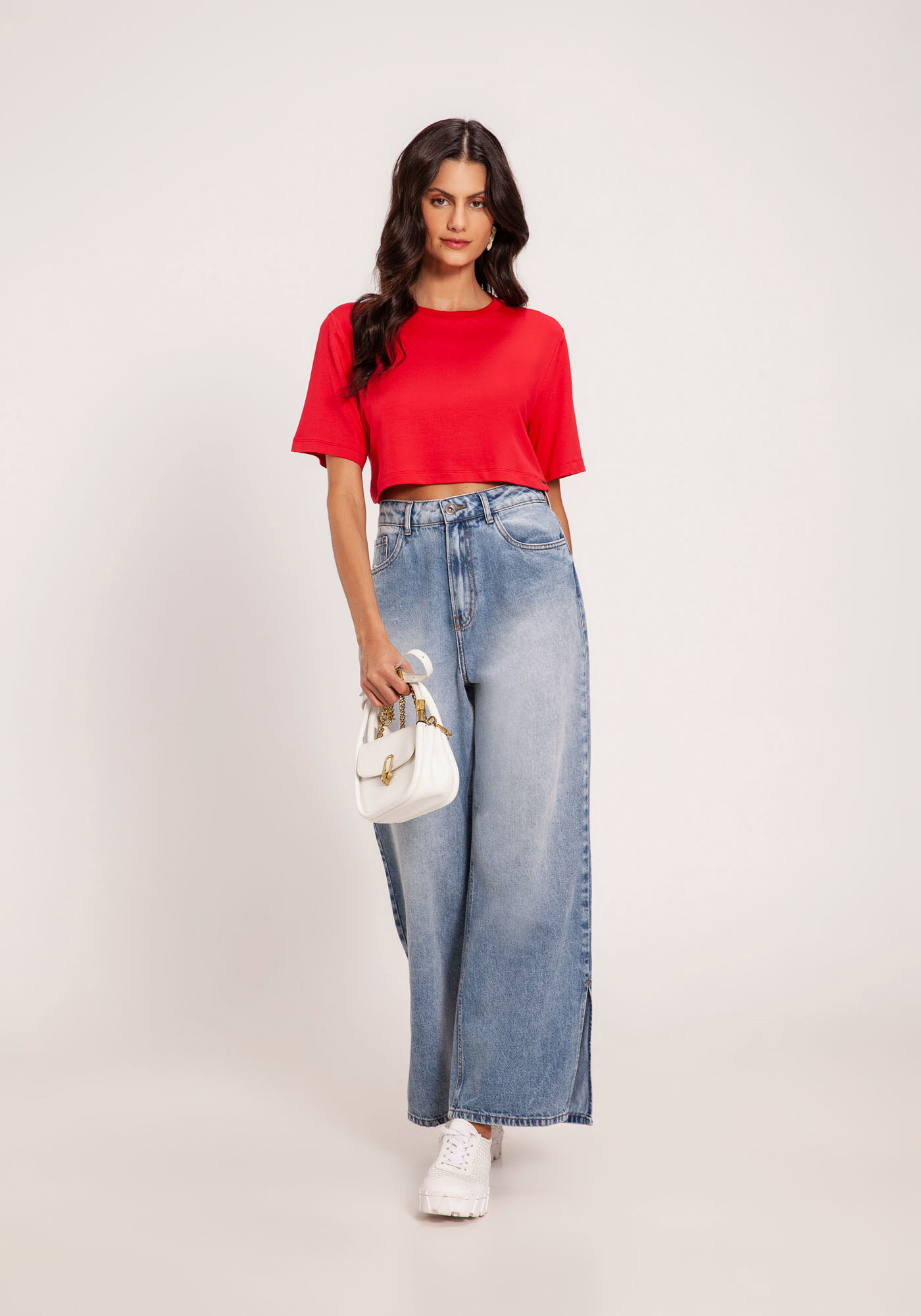 Blusa Cropped em Moletom Viscose B&aacute;sica, , large.