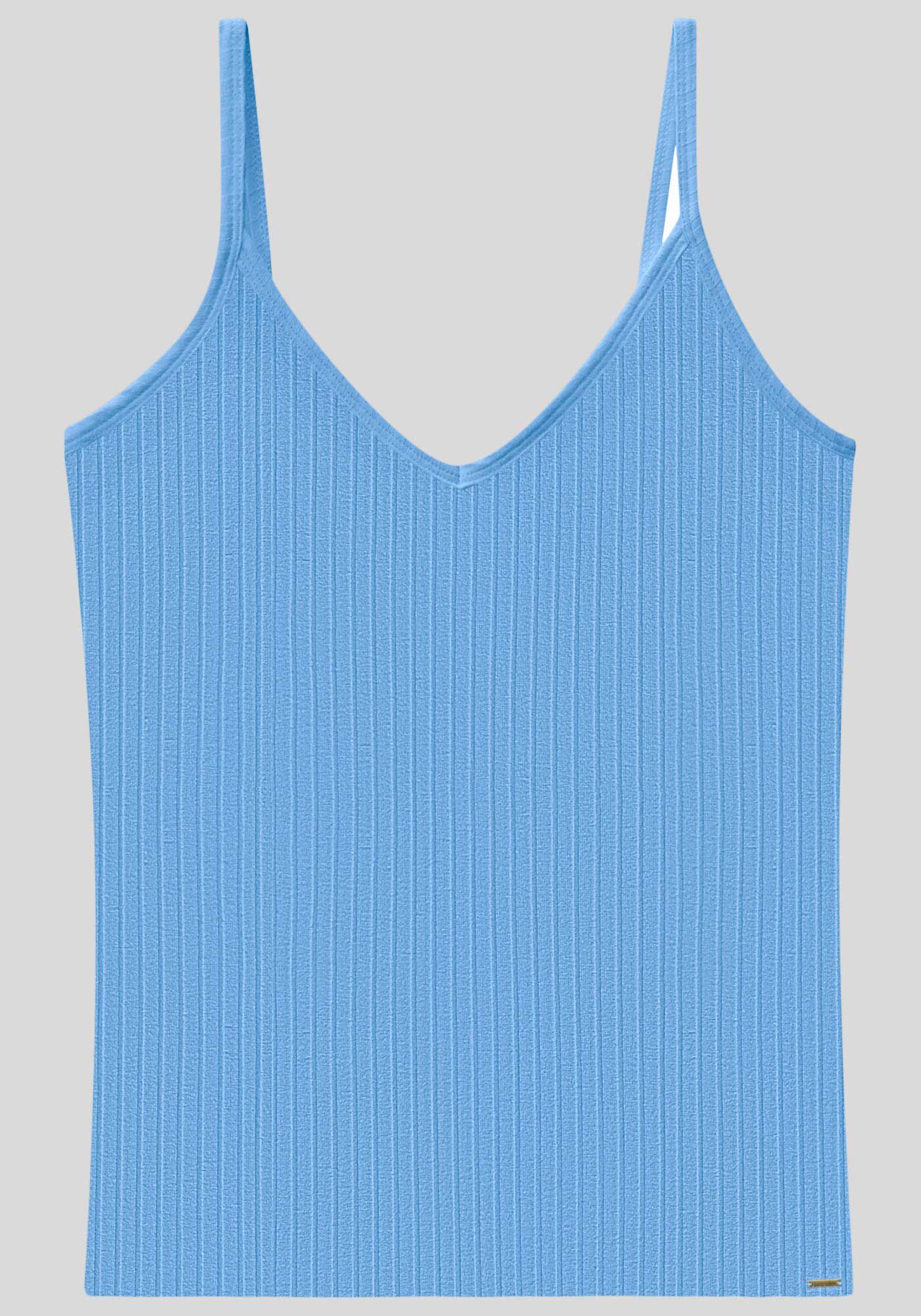 Blusa Regata B&aacute;sica De Al&ccedil;as Finas Em Malha Canelada, , large.