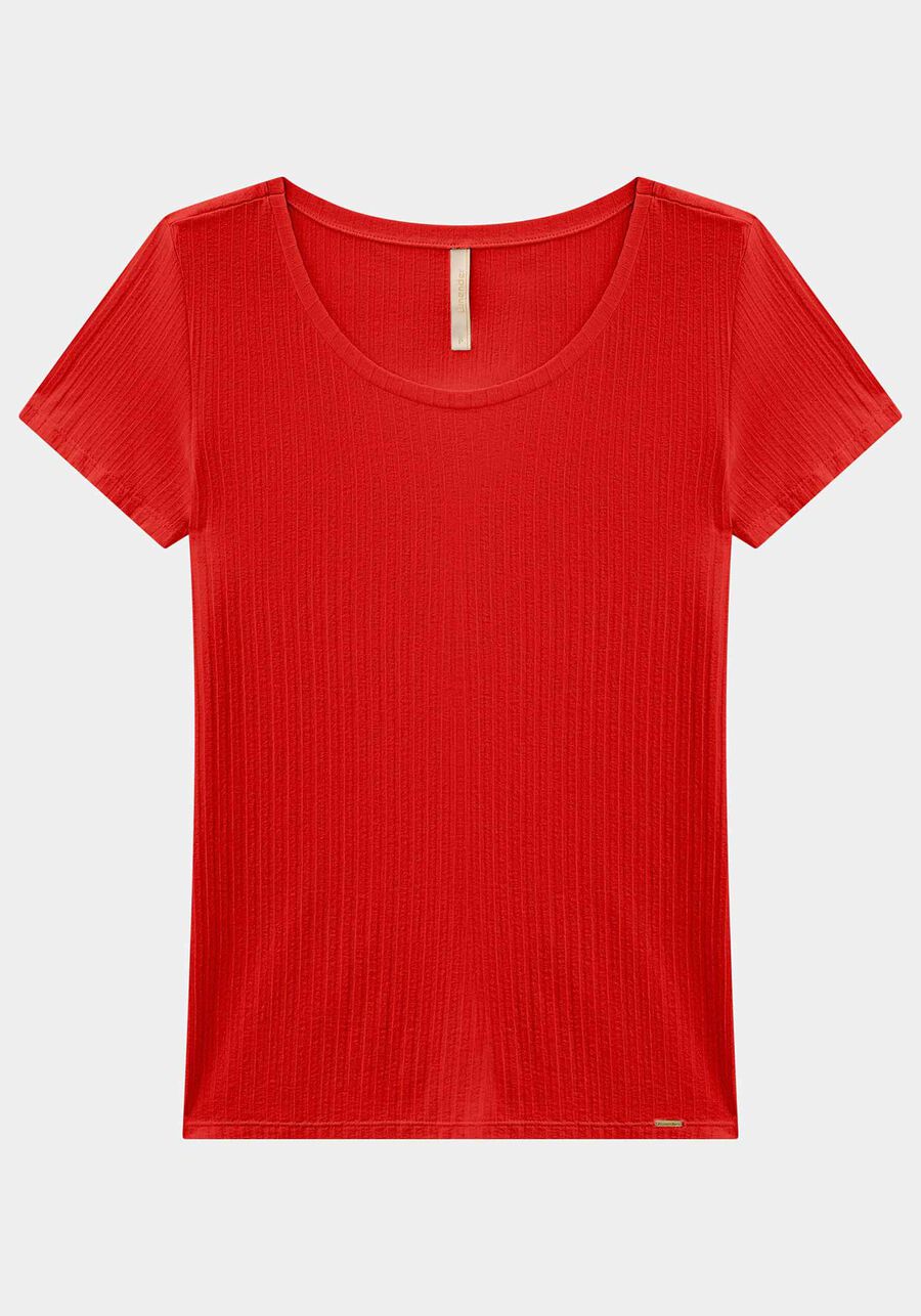 Blusa Em Malha Canelada Com Mangas Curtas E Decote Redondo, . Blusa Em Malha Canelada Com Mangas Curtas E Decote Redondo, , large.