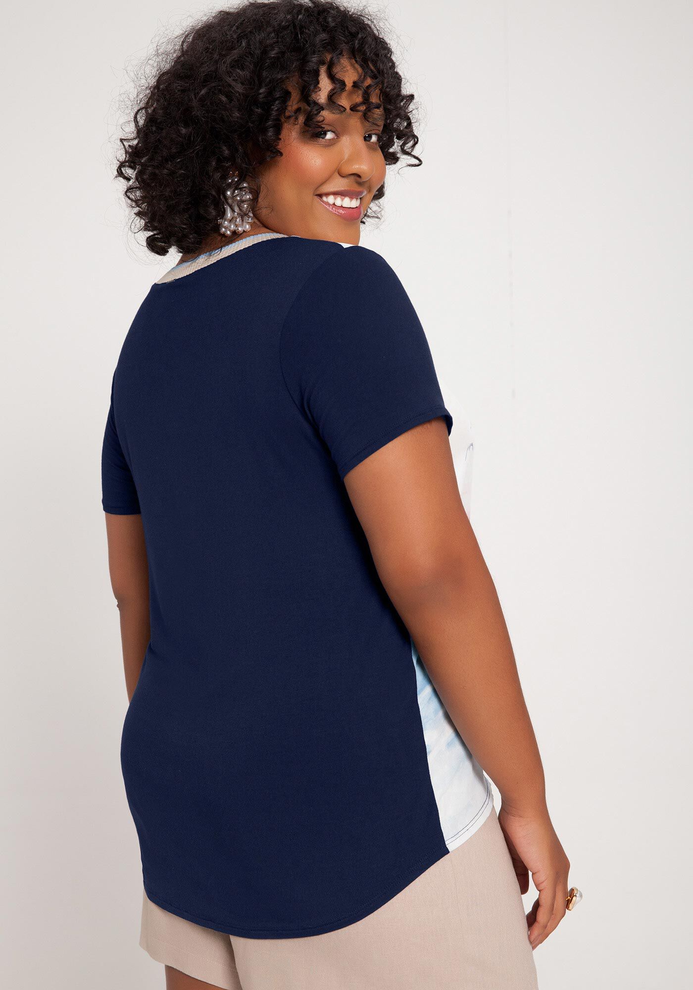 Blusa manga curta plus store size