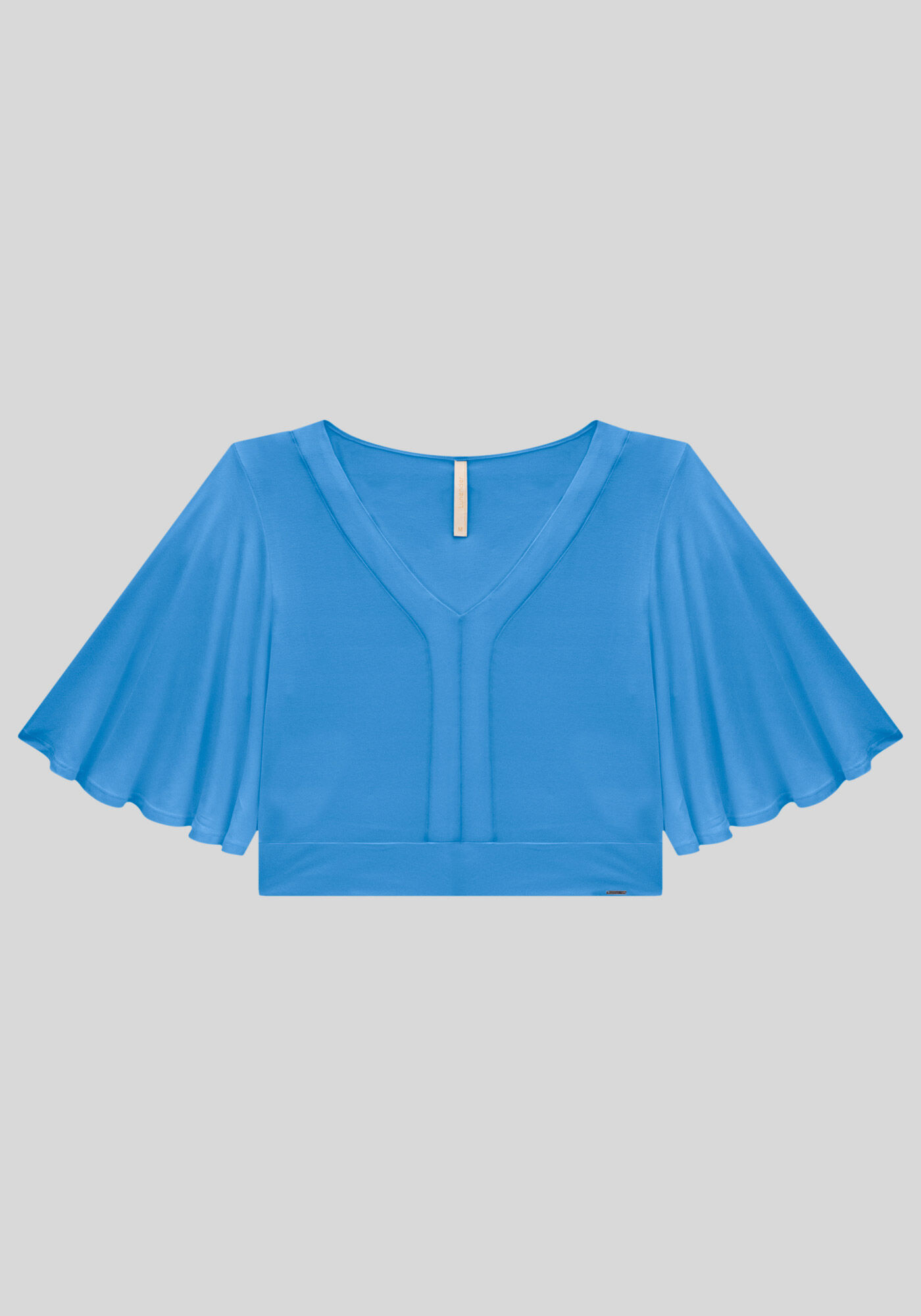 Blusa Cropped em Malha Viscose com Manga Flare, , large.