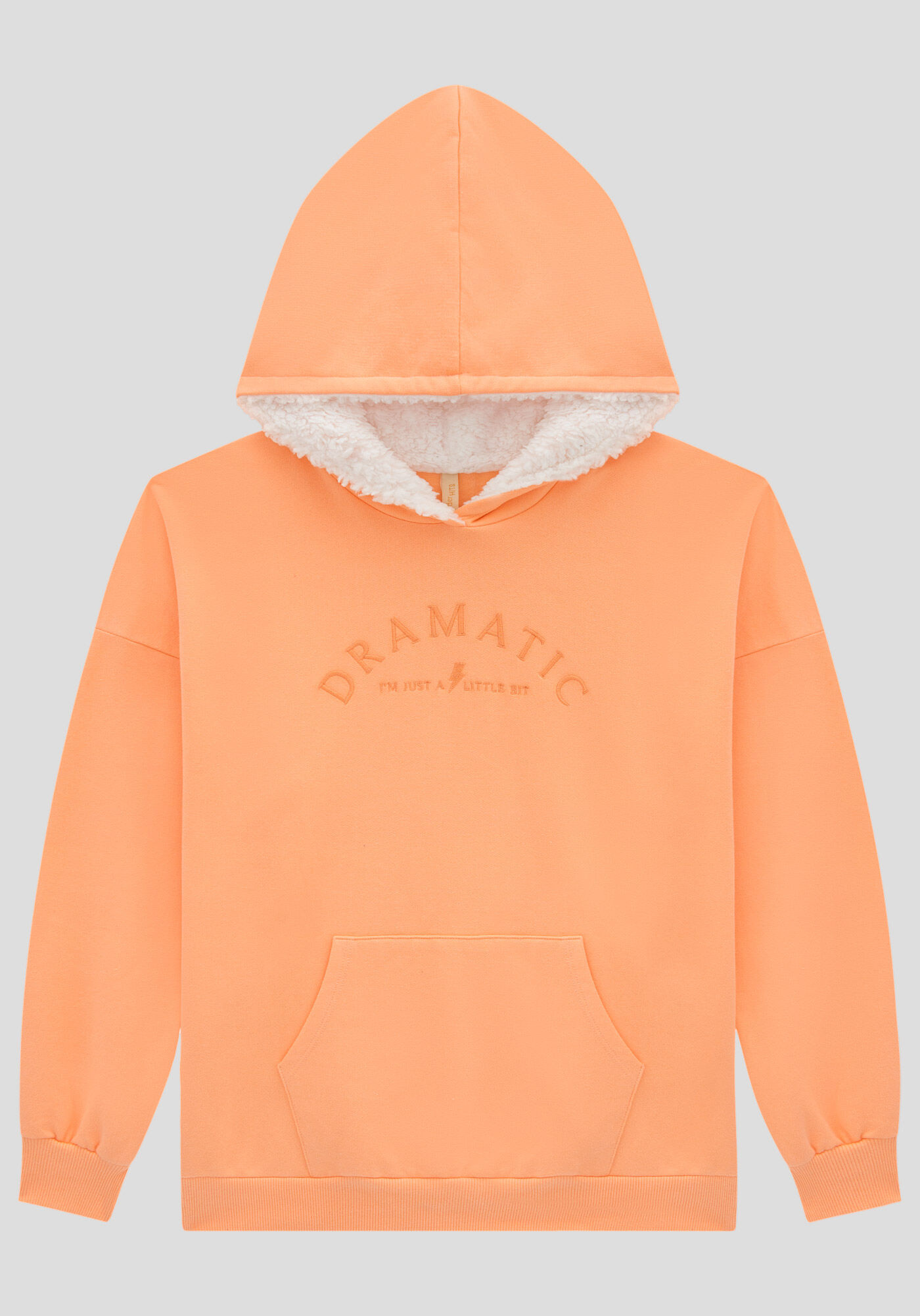 Blus&atilde;o Juvenil em Moletom com Capuz Pelo, LARANJA BRIGHT, large.