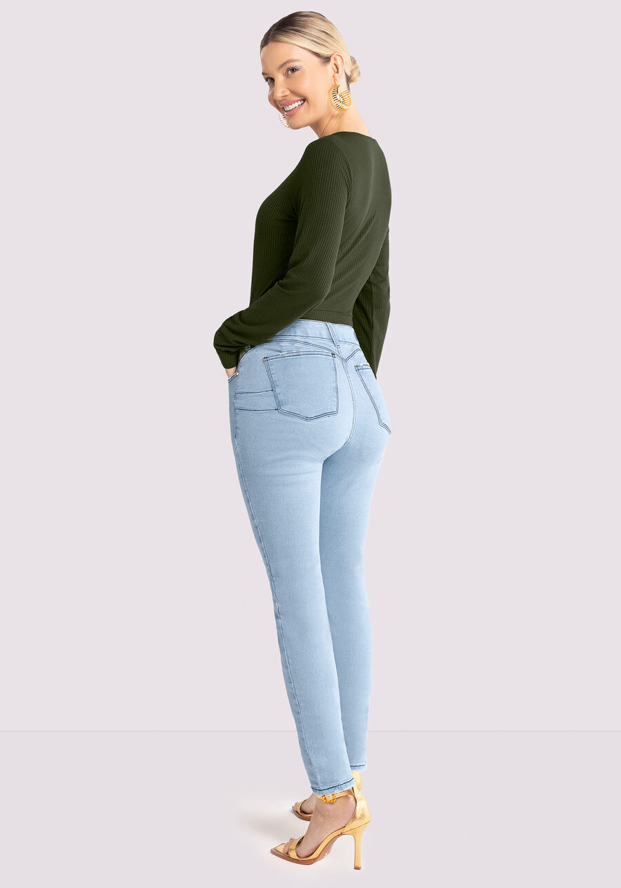 Calça Jeans Skinny com Cintura Média, JEANS. Calça Jeans Skinny com Cintura Média, JEANS, large.