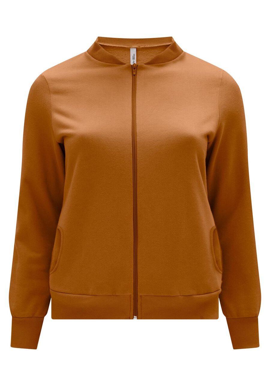 Jaqueta Plus Size Em Moletom Felpado De Algodão Com Zíper, . Jaqueta Plus Size Em Moletom Felpado De Algodão Com Zíper, , large.