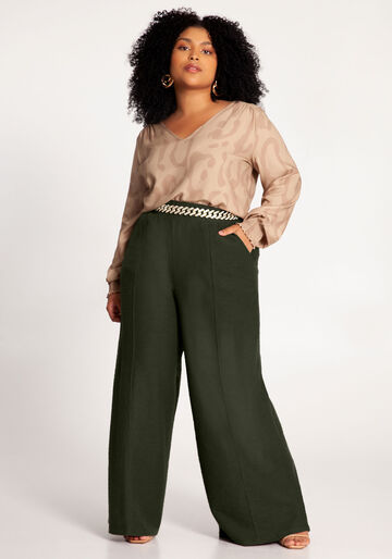 Calça Pantalona Plus Size em Malha, VERDE ROBUST, large.