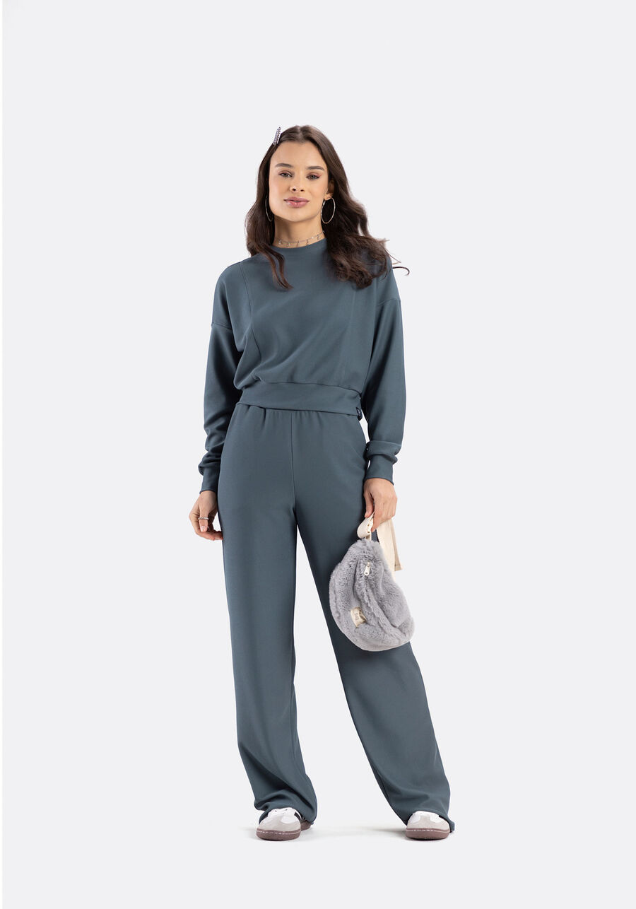 Conjunto Juvenil Com Calça E Blusão Em Malha Diagonal, AZUL AEGEAN. Conjunto Juvenil Com Calça E Blusão Em Malha Diagonal, AZUL AEGEAN, large.