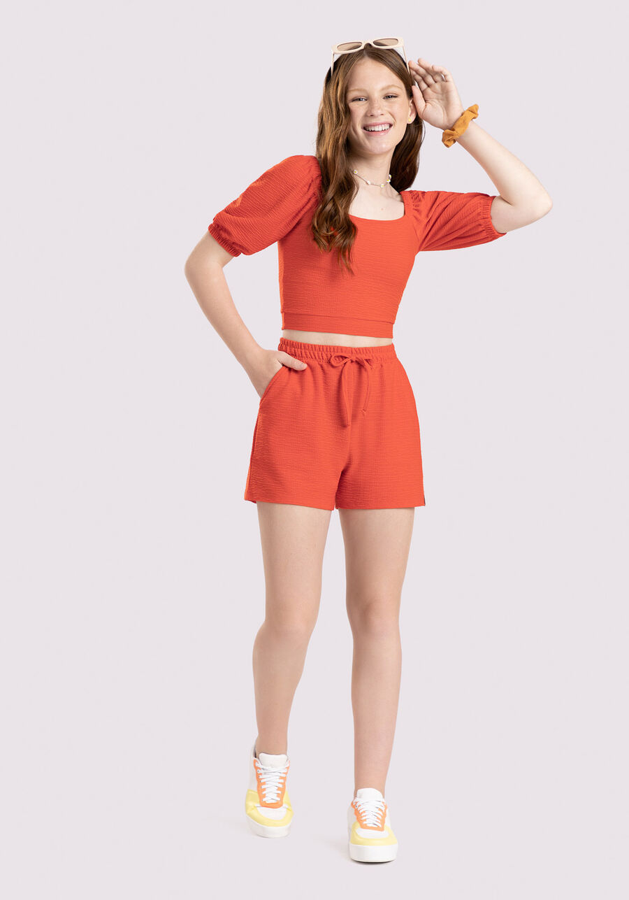 Shorts Juvenil em Malha Texturizada com Bolsos, . Shorts Juvenil em Malha Texturizada com Bolsos, , large.