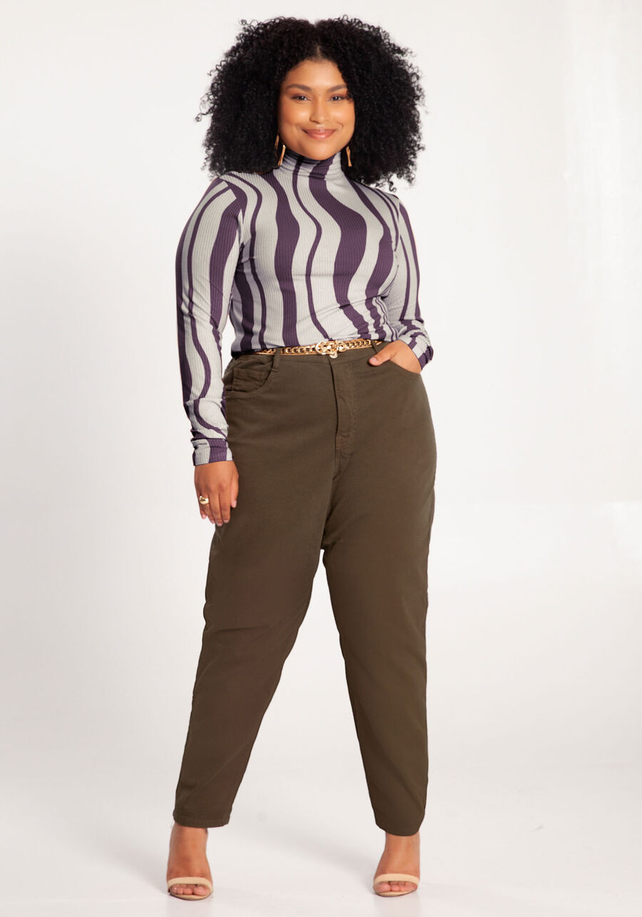 Blusa Plus Size em Viscose com Gola Alta, . Blusa Plus Size em Viscose com Gola Alta, , large.