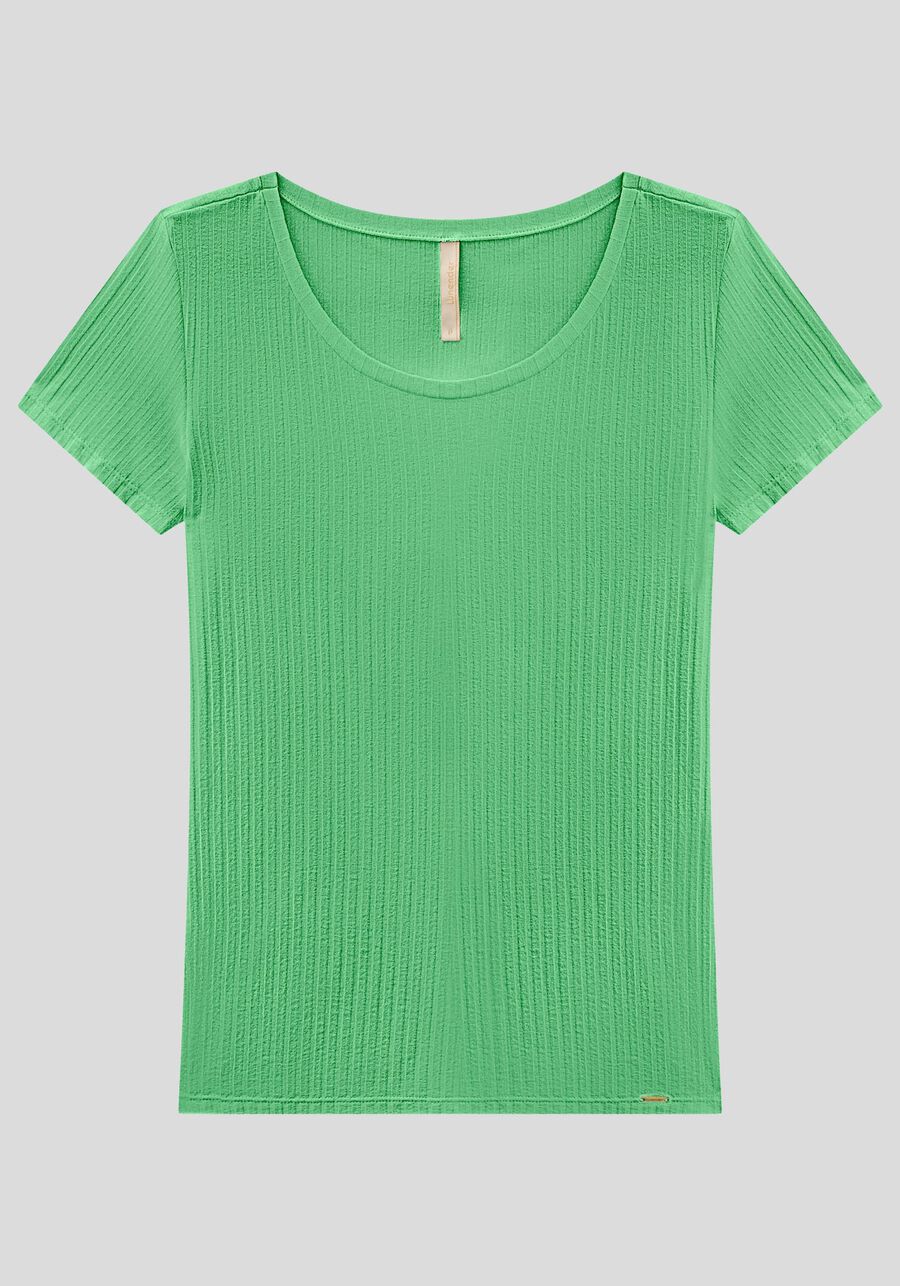 Blusa Em Malha Canelada Com Mangas Curtas E Decote Redondo, . Blusa Em Malha Canelada Com Mangas Curtas E Decote Redondo, , large.