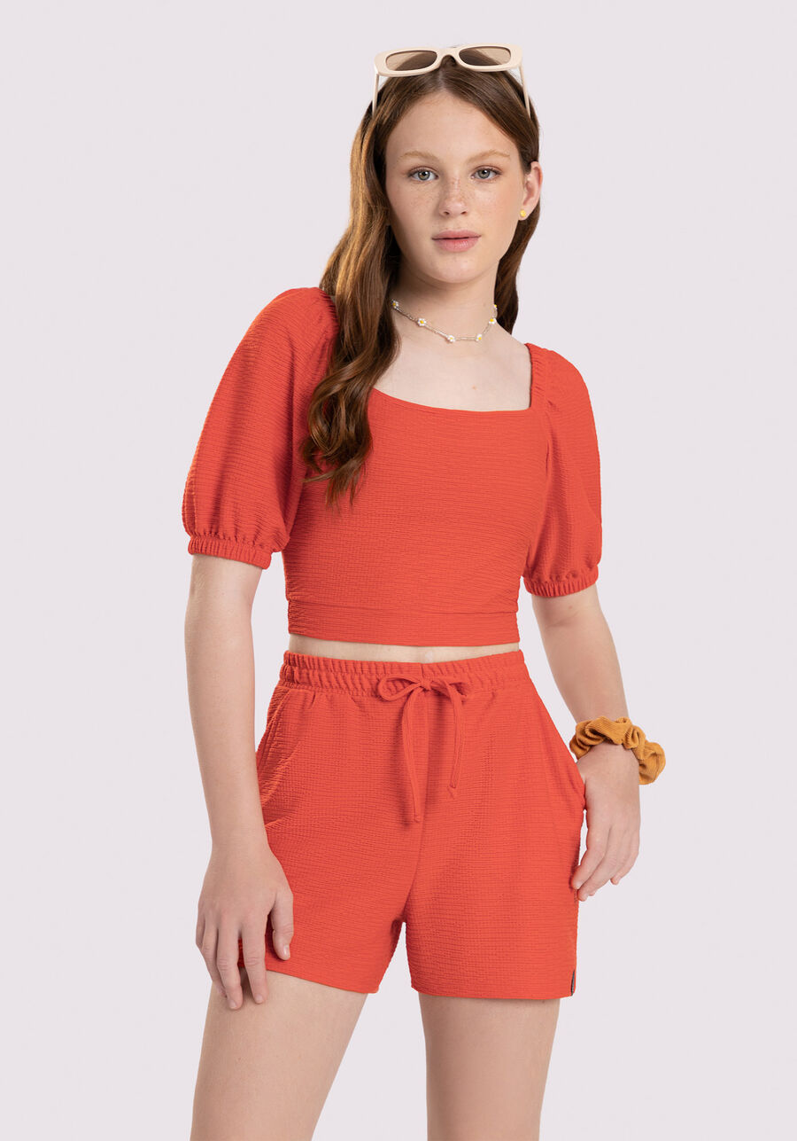 Shorts Juvenil em Malha Texturizada com Bolsos, . Shorts Juvenil em Malha Texturizada com Bolsos, , large.