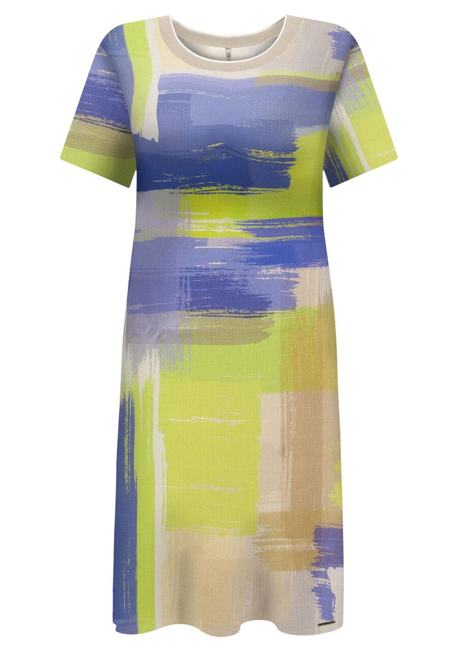 Vestido Midi Estampado Mangas Curtas Com Decote Em Retilínea, . Vestido Midi Estampado Mangas Curtas Com Decote Em Retilínea, , large.