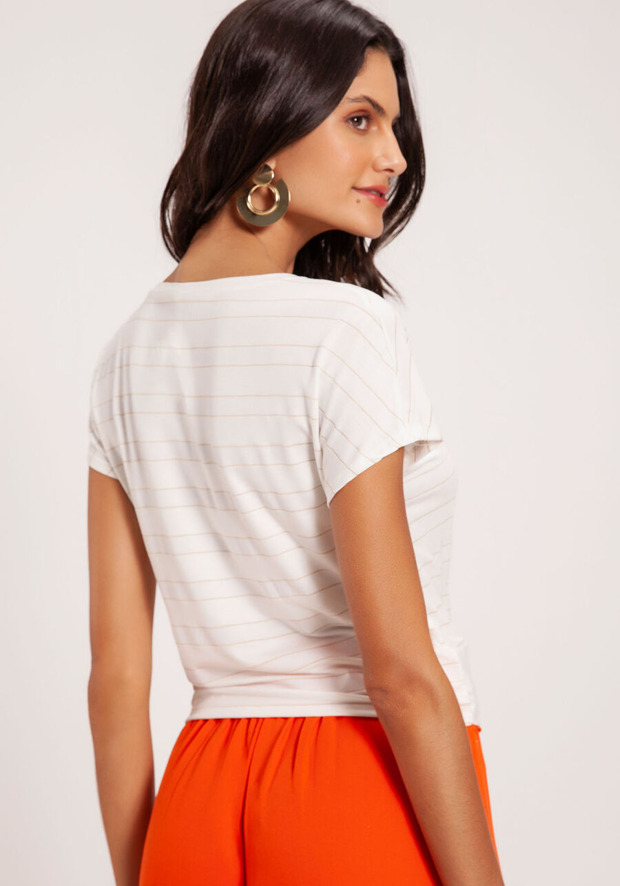 Blusa Listrada em Malha Viscose com Nó Barra, . Blusa Listrada em Malha Viscose com Nó Barra, , large.