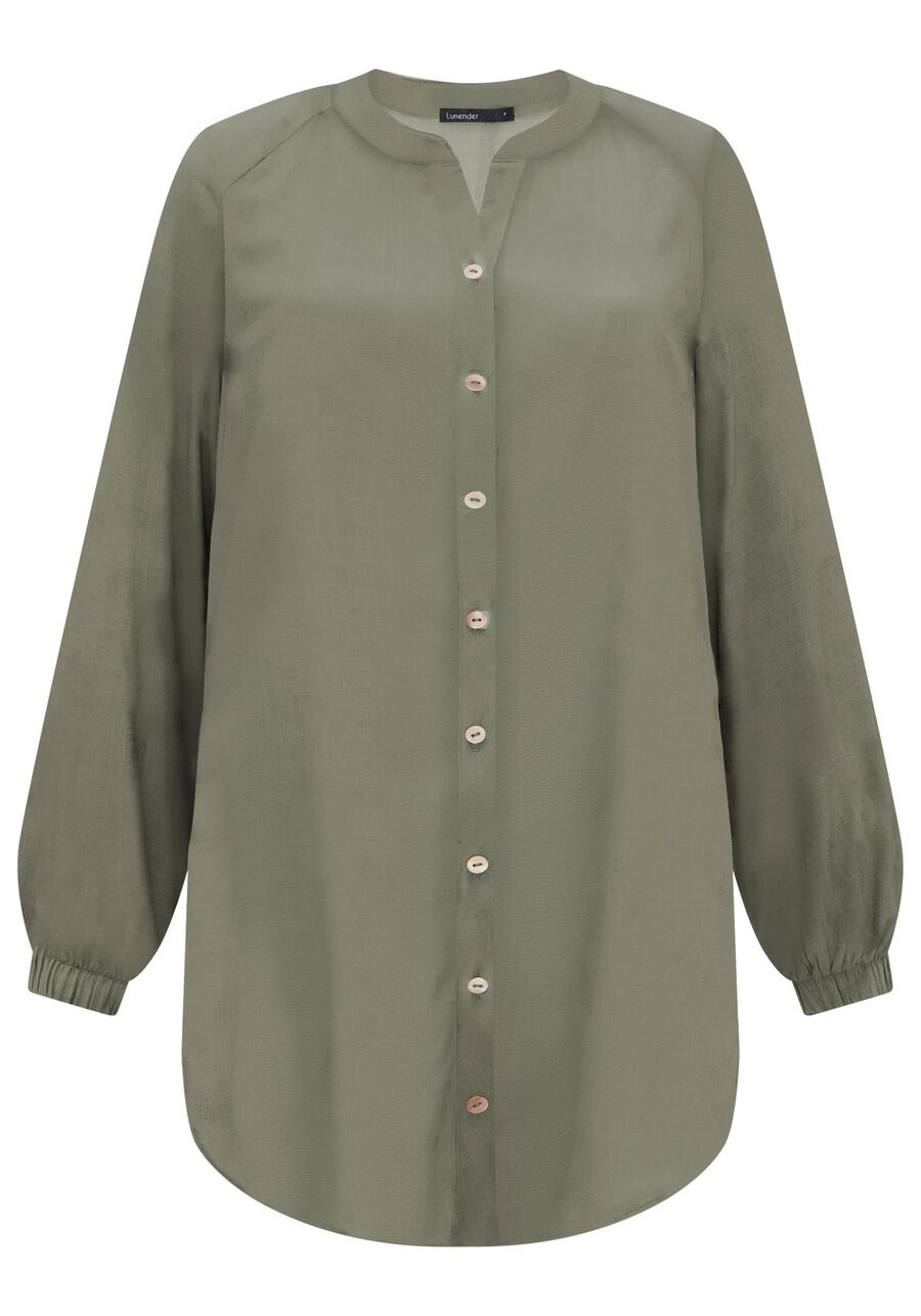 Camisa Alongada De Mangas Longas Com Gola Padre, . Camisa Alongada De Mangas Longas Com Gola Padre, , large.