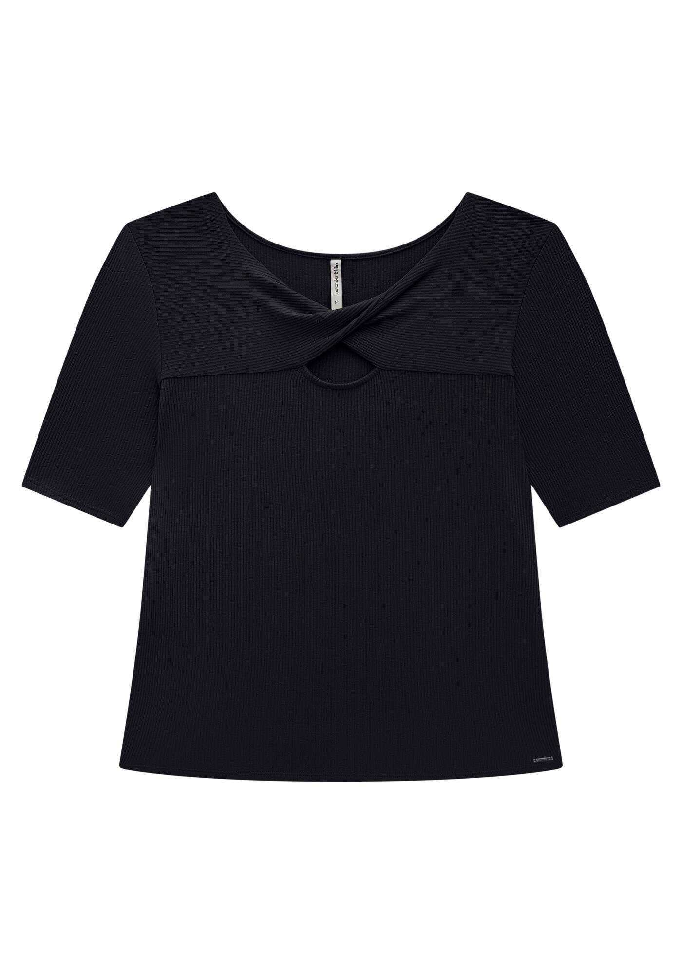 Blusa Plus Size Canelada com Tor&ccedil;&atilde;o no Decote, , large.